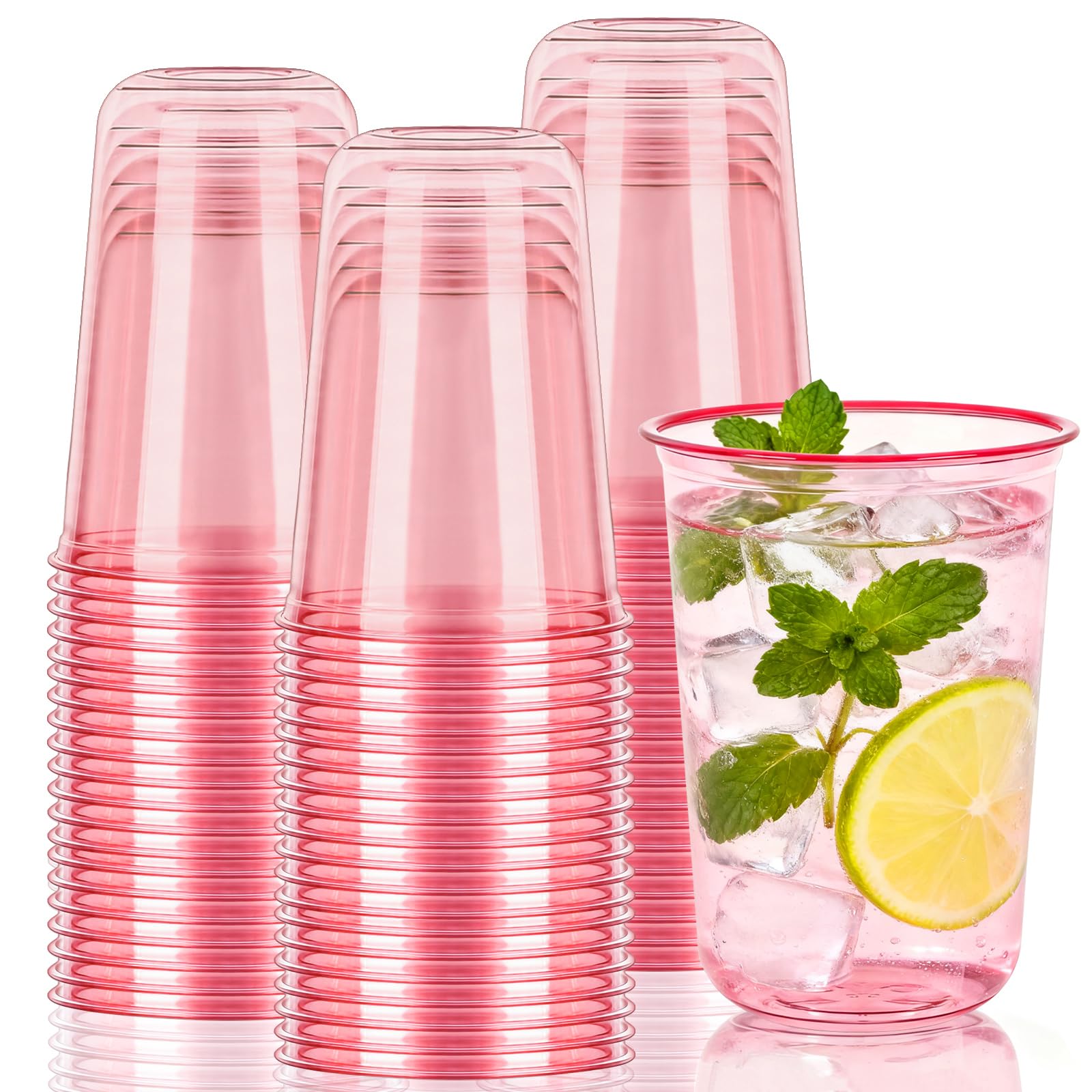 GGOLDMER 50 Pack 12oz Pink Plastic Cups, Disposable Pink Party Cups — Amazon image 9