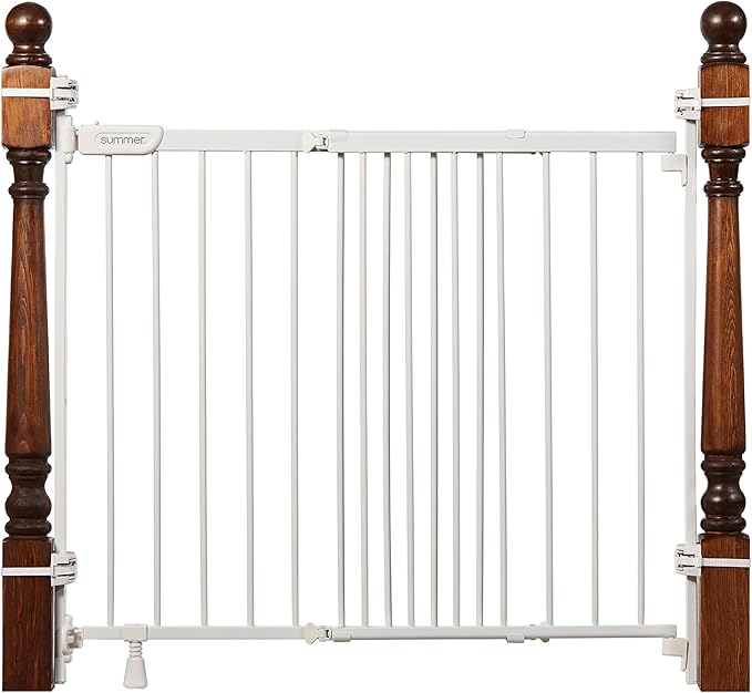 Summer Infant Metal Banister & Stair Safety Baby Gate, Fits Openings 3146” Wide, White Metal