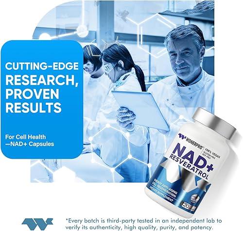 Miniatura 8 de Suplemento NAD+ de 1500 mg orgánico puro, NAD+ Resveratrol y vitamina B3 para mujeres y hombres, refuerzo energético y apoyo antienvejecimiento, 120