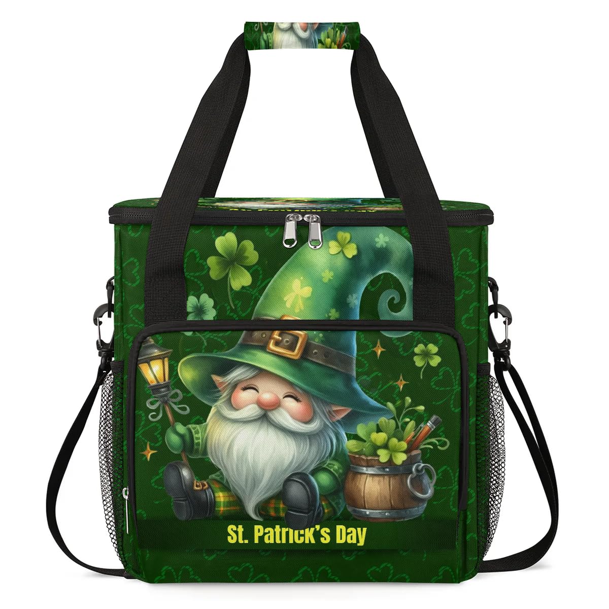 Coffee Maker Carring Bag Gnome Happy St. Patrick's Day Travel Carrying Storage Tote Bag Compatible with Keurig K-Mini or K-Mini Plus Portable Single Serve Coffee Brewer Case with Pockets for K-cup Pod