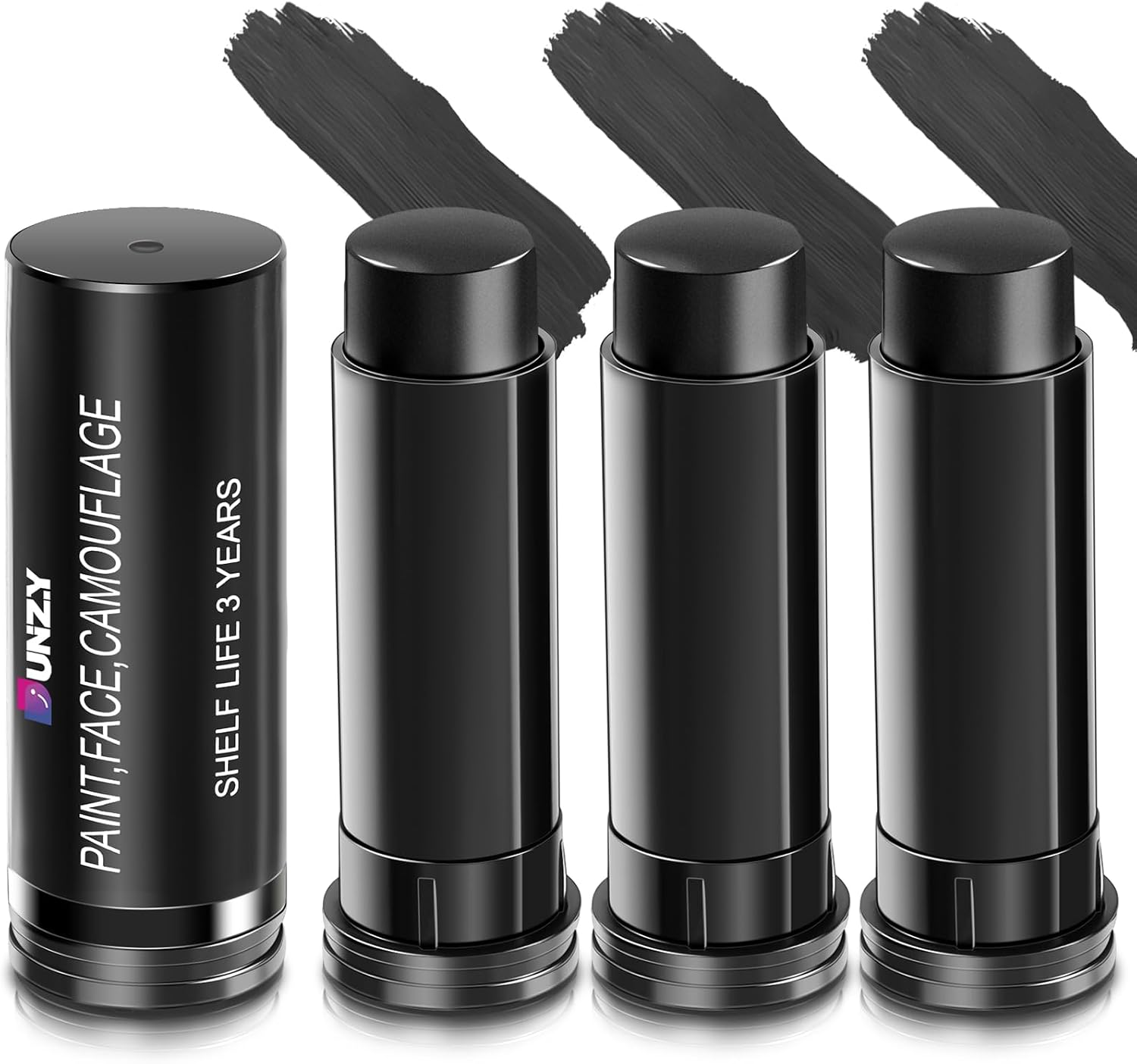 Dunzy 3 Pcs Eye Stick Black, Anti-glare Face Paint Sporting Face Paint for Football Baseball Softball Lacrosse Athletes Adults Kid Must Haves Baseball Mom Essentials(Black)