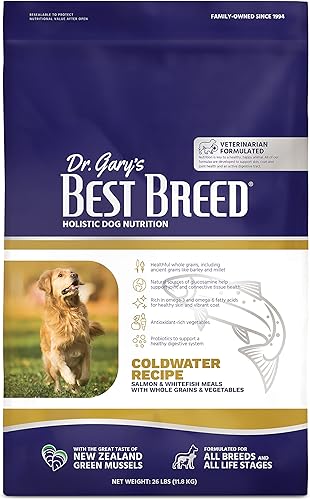 Best Breed Dr. Gary's Coldwater Receta de cocción lenta en Estados Unidos, alimento seco natural para perros para todas las razas y tamaños, 26