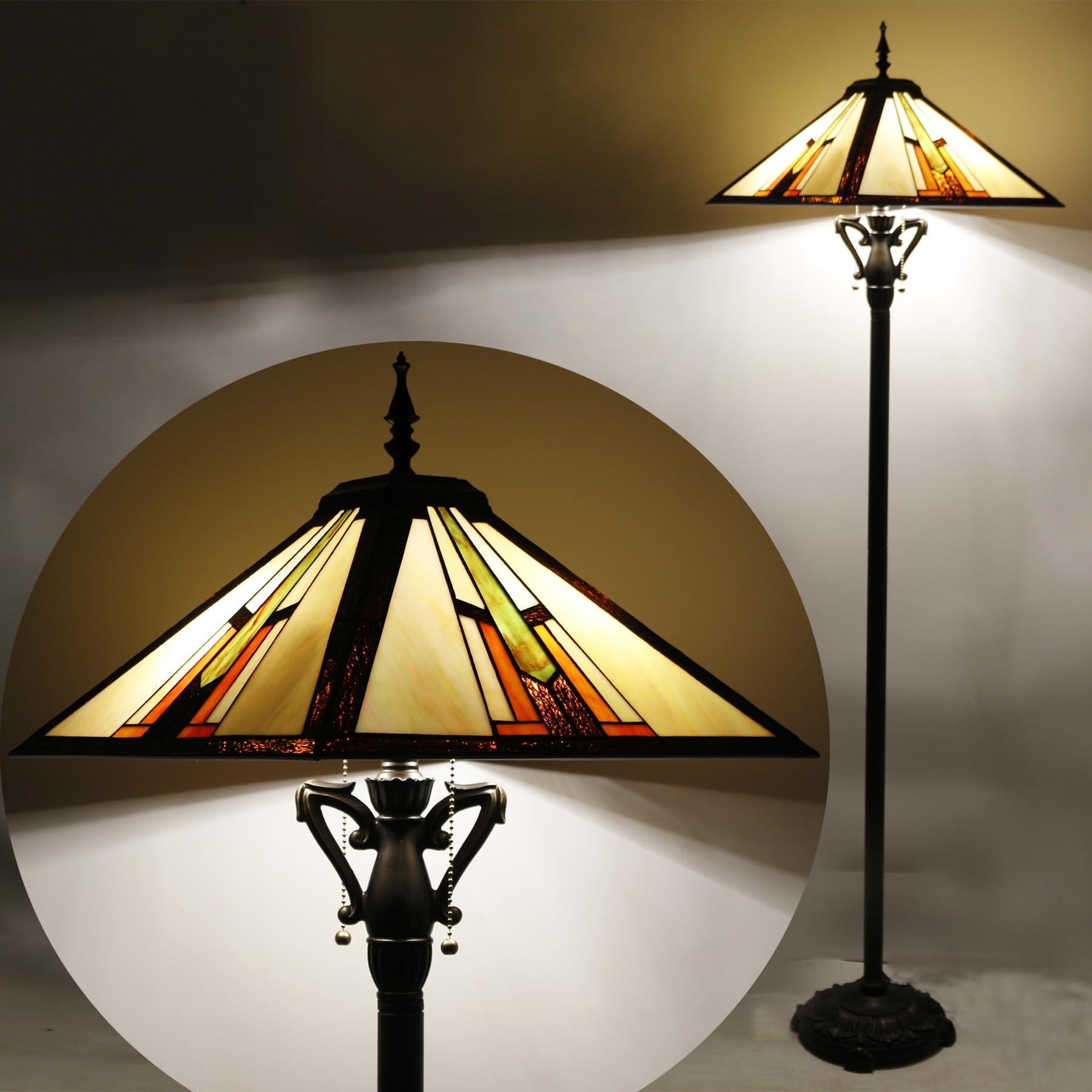 AVIVADIRECT Tiffany Floor Lamp Multicolour Mission Style