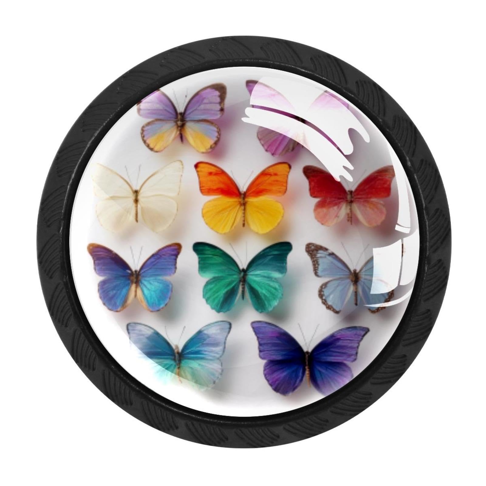 CHENZZZZ 4 Pack Black Colored Butterflies (2) Cabinet Pulls with Screws, Kitchen Cabinet Knobs Hardware