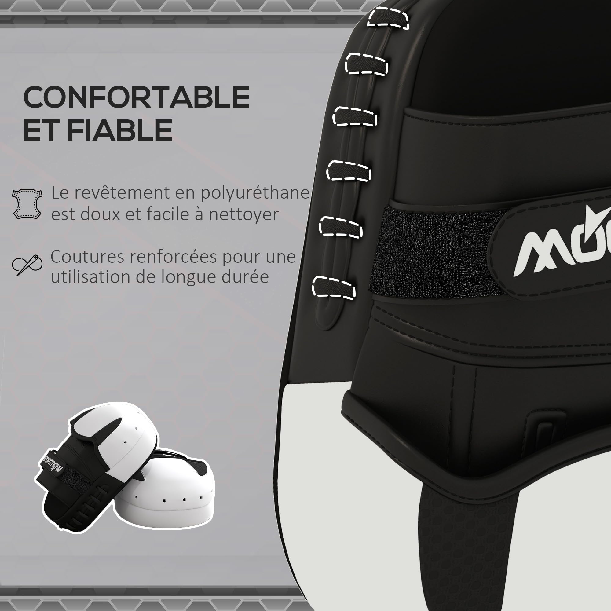 SPORTNOW Pattes d'ours Boxe, 1 Paire de Pattes pour entraînement de Boxe, avec Couvre-Doigts, boucliers de Frappe pour Muay Thai, Kickboxing, Arts Martiaux, MMA, Blanc