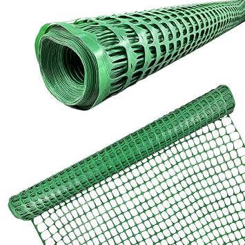 Ashman Plastic Mesh Fence, Construction Barrier Netting, Green, 4x100 Feet, 1 Roll, Garden Fencing, Fences Wrap, Above Ground, for Snow, Poultry, Chicken, Deer, Patio, Garden Netting, Green 100FT