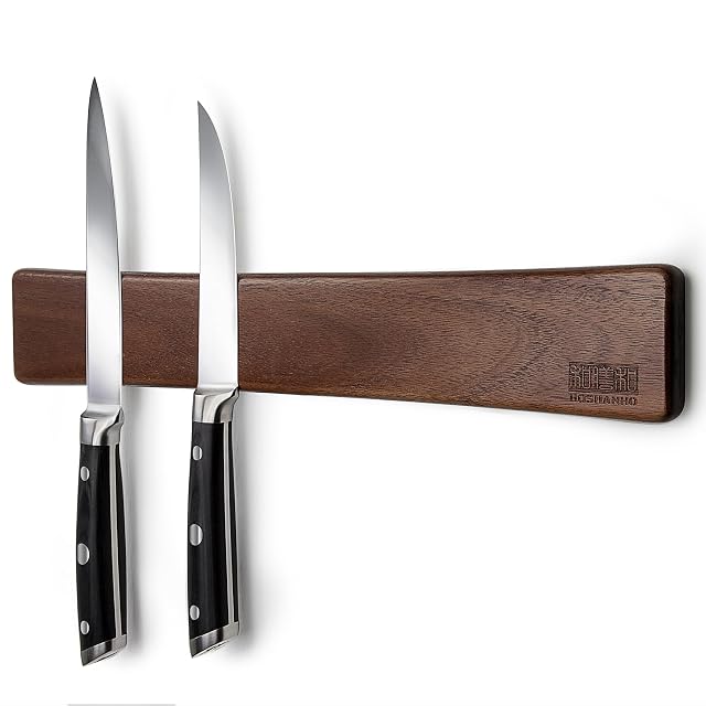 HOSHANHO Magnetic Knife Strips Magnetic Knife Holder for Wall 16 Inch Acacia Wood Knife Magnetic Strip Use as