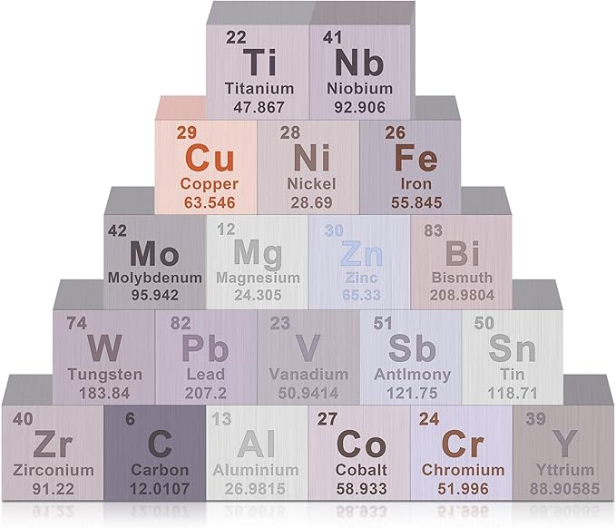 20個 エレメントキューブセット 0.39インチ 元素周期表 純タングステンキューブ モリブデン チタン 銅 鉄 ニオブ 錫 コバルト コレクション クリスマスギフトに最適