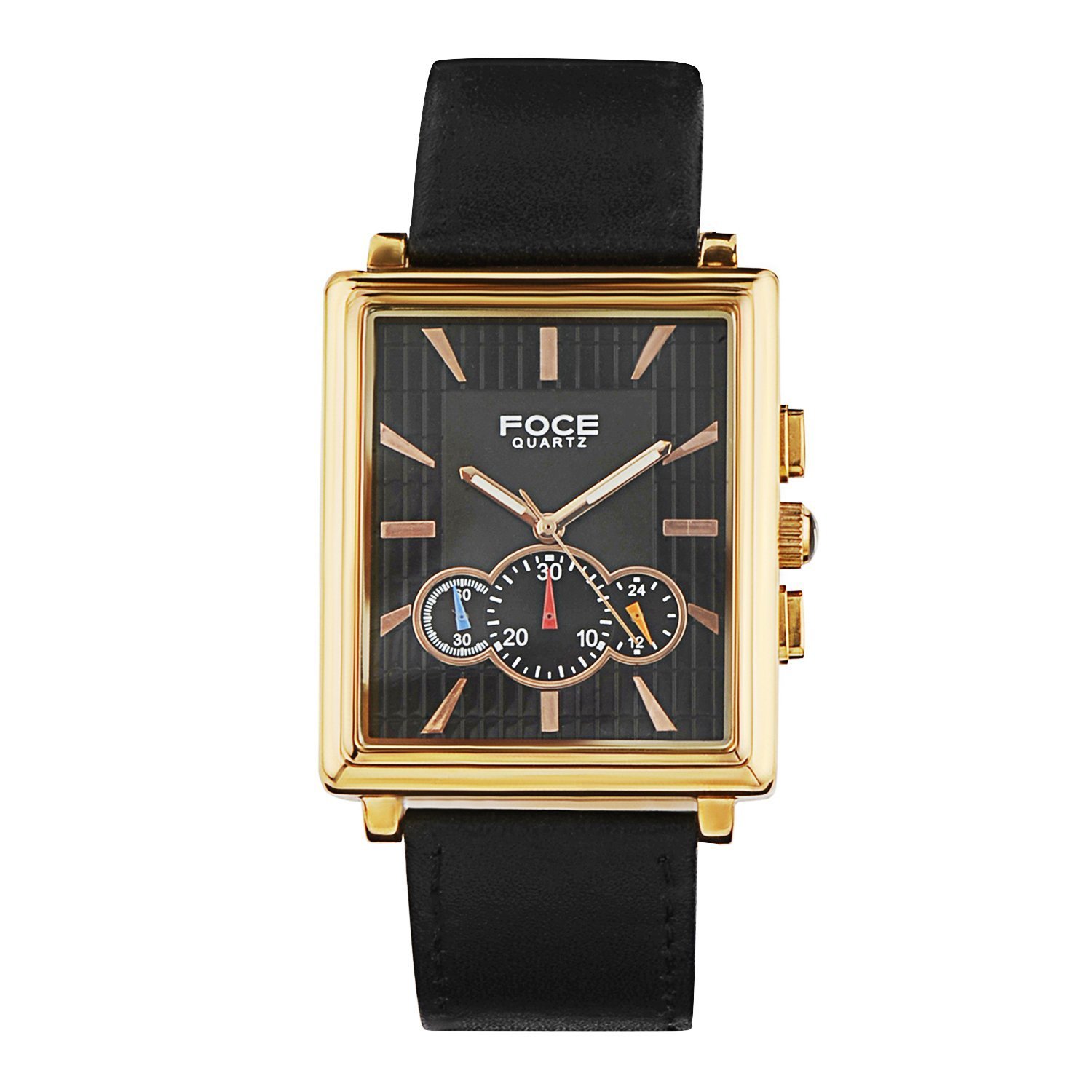 FOCE Multifunction Black Dial Leather Strap Watch for Men-[F729GRL-BLACK] (B07FYZYLJP) Amazon Price History, Amazon Price Tracker