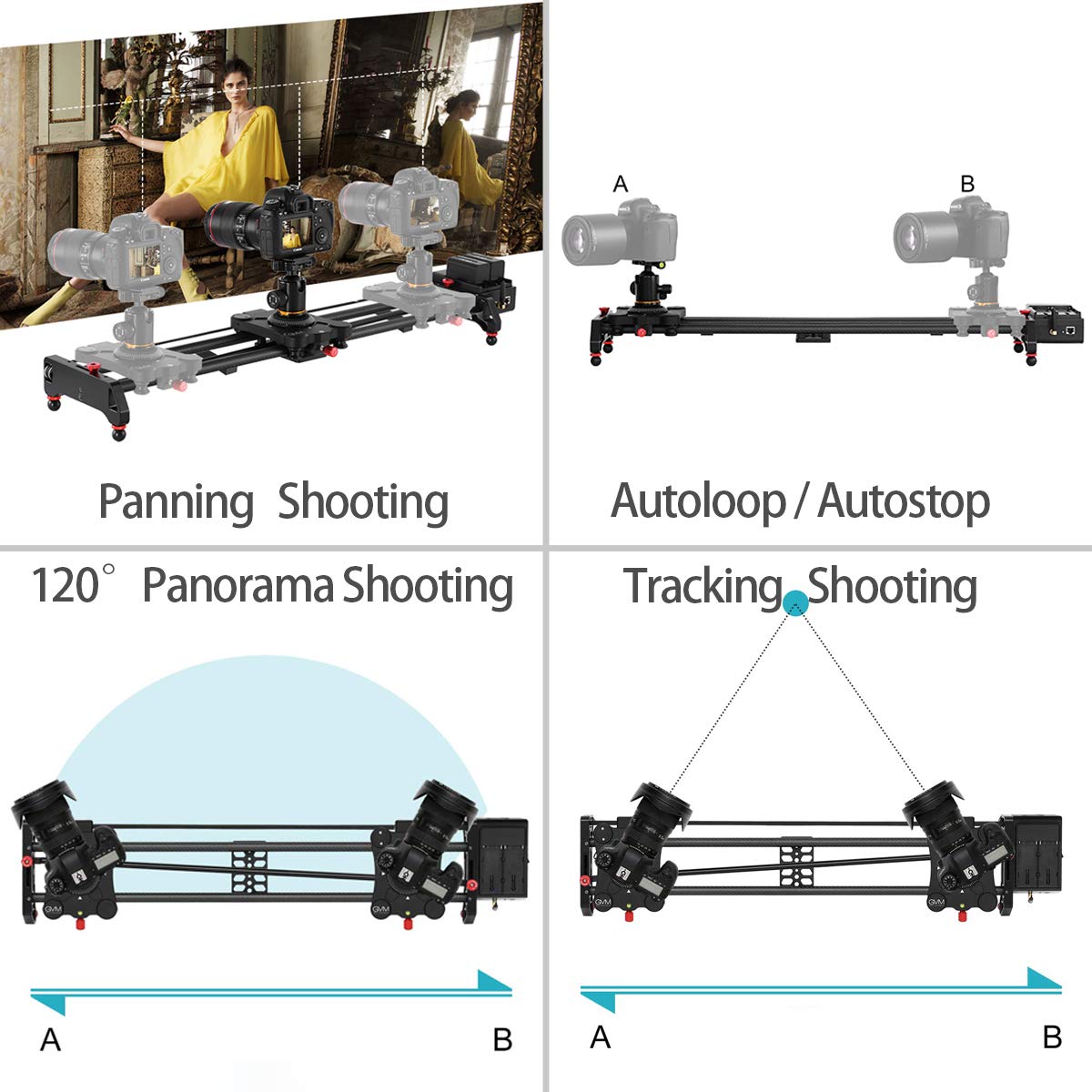 GVM Wireless Motorized Camera Slider Camera Dolly Electronic Video