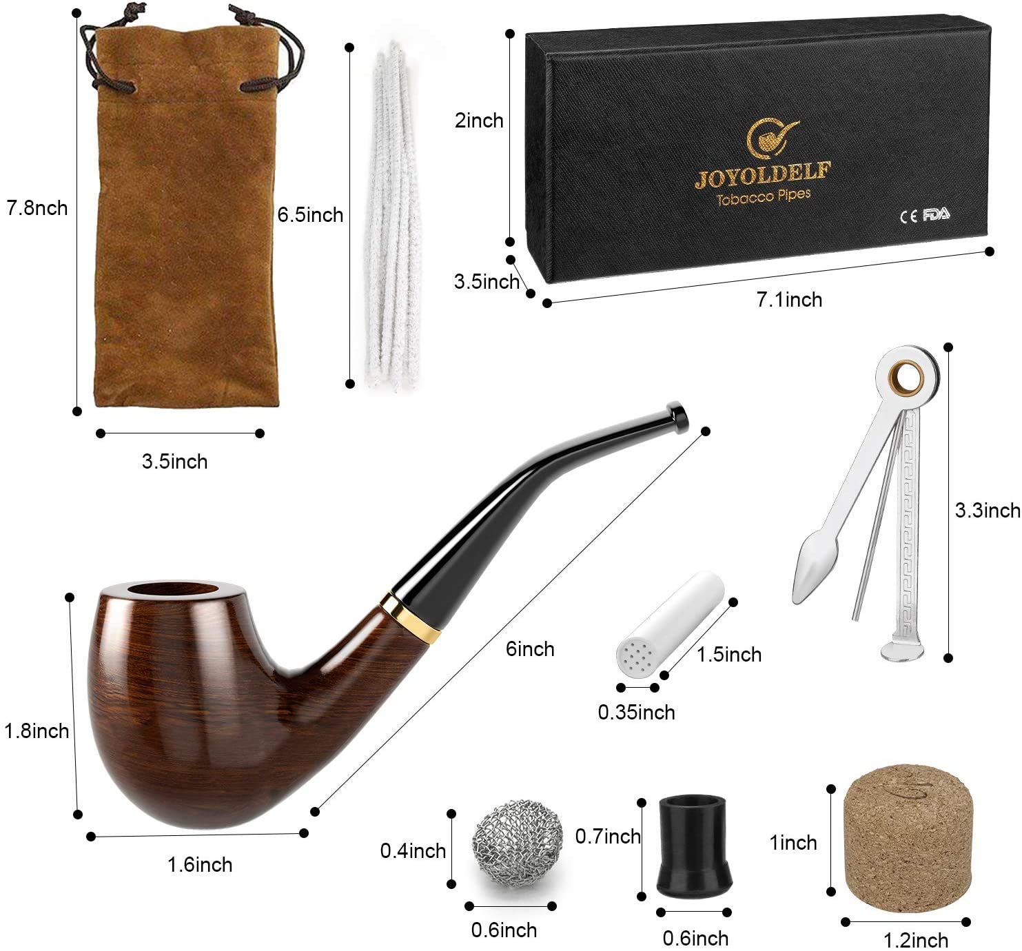 Buy Joyoldelf Wooden Tobacco Smoking Pipe, Pear Wood Pipe with Pipe