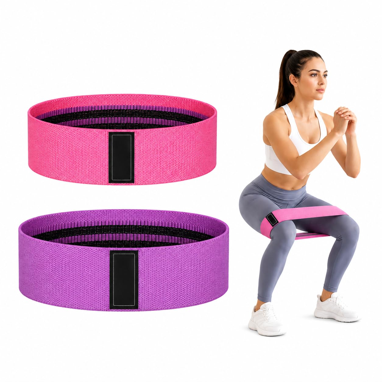 Resistance Bands for Working Out, Fabric Exercise Bands for Legs and Butt, Workout Bands for Women and Men, Booty Band for Yoga Starter Set, Pilates, Rehab, Fitness and Home Workout