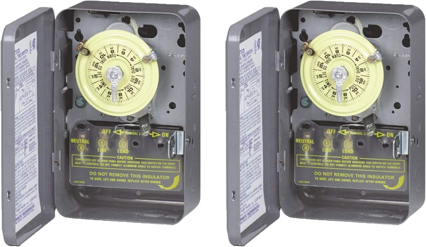 Intermatic T103 Mechanical Time Switch, Gray (2 Pack), Wall Timer