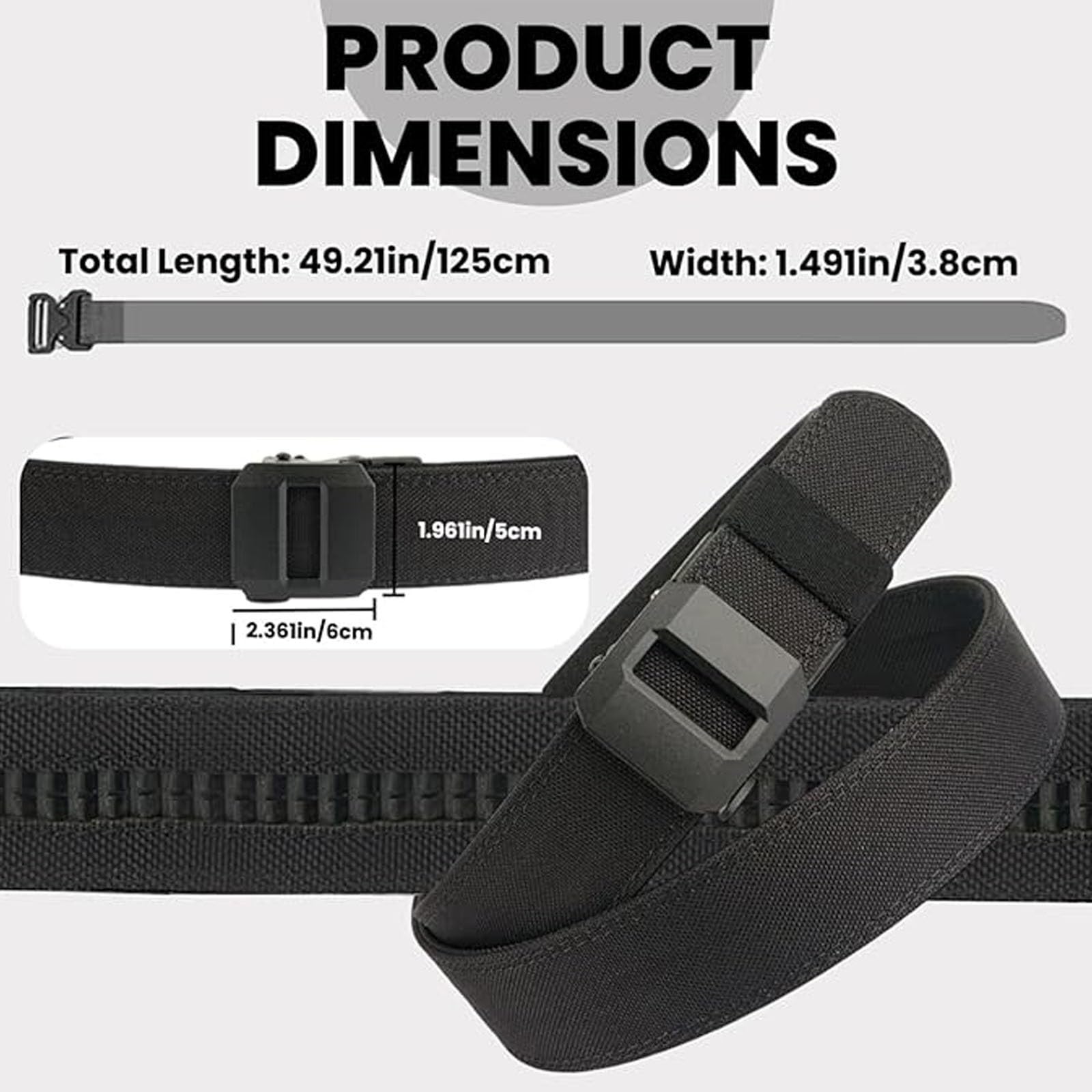 Cinturón de trinquete de nailon EDC, cinturones de trinquete tácticos for hombres Cinturón de tela deslizante con hebilla deslizante automática Ajuste ajustable