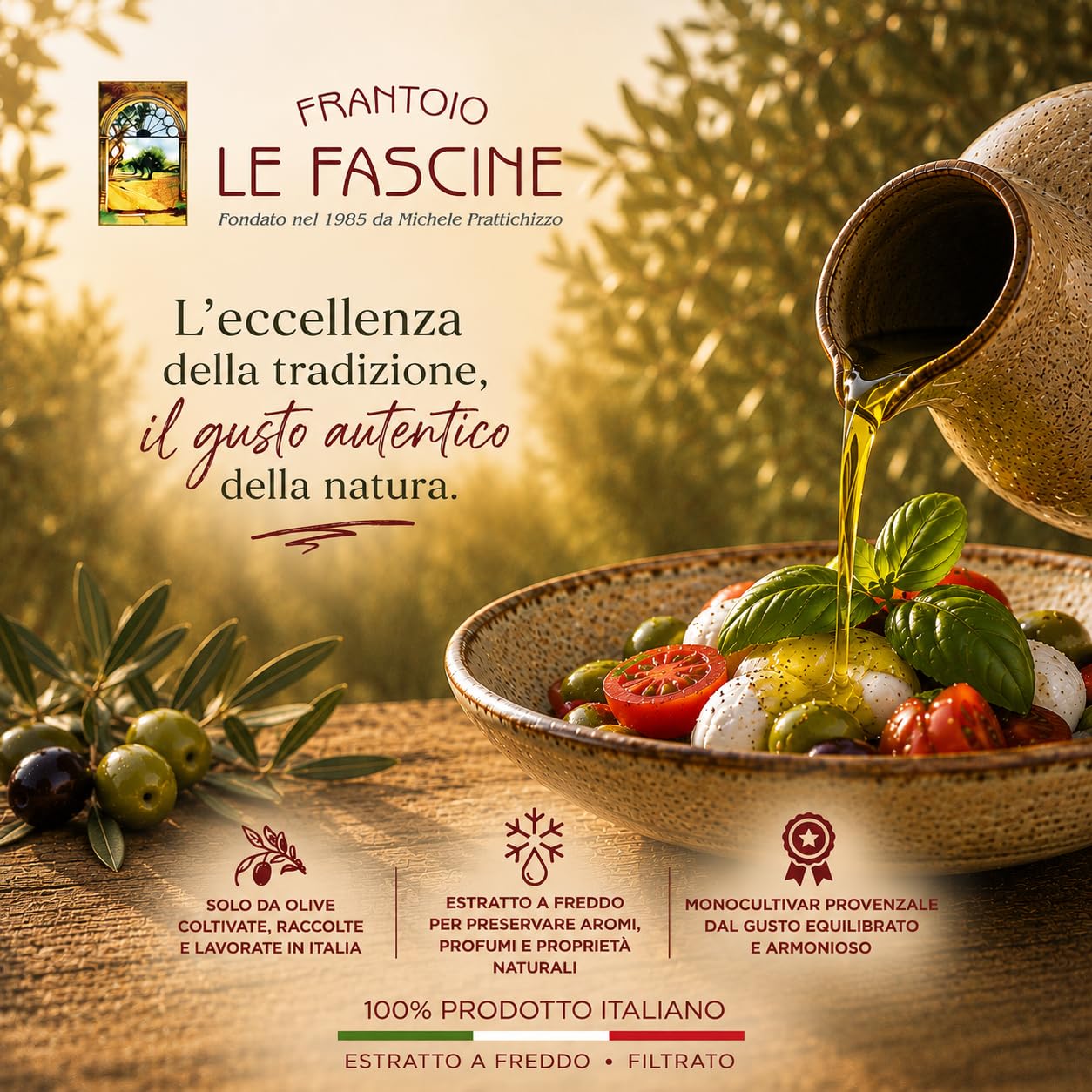 Le Fascine Classico - Olio Extravergine di Oliva 100% Italiano Estratto a Freddo Prodotto da Monocultivar Provenzale (Latta da 5 Litri)