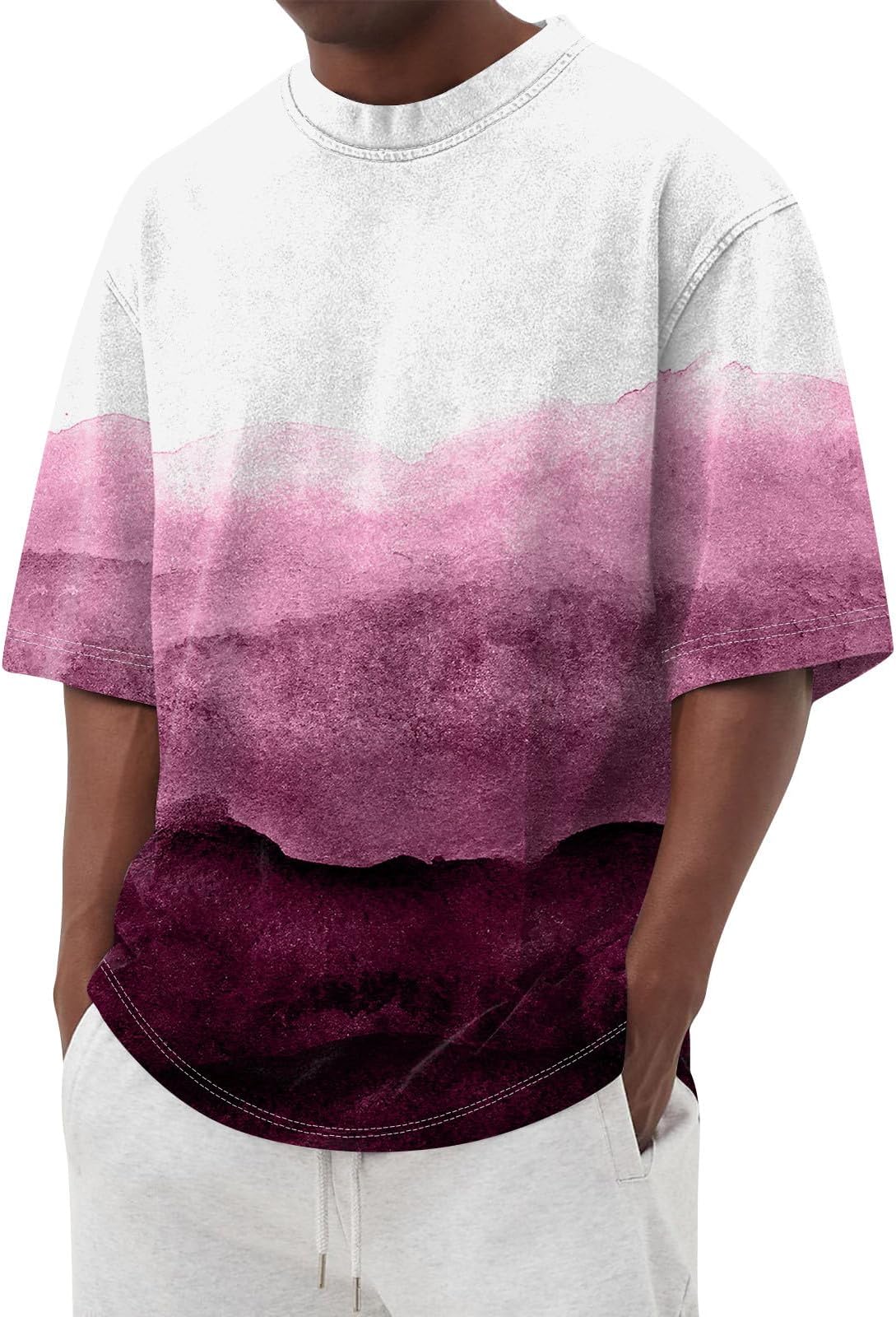Men's Graphic Crewneck Tshirt Plus Size Short Sleeve Gradient Color Casual Big and Tall Tees, S-5XL