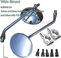 Vista 4 de Yibid Espejo retrovisor redondo universal cromado de 4 pulgadas para motocicleta, espejo lateral retro clásico de repuesto para Cruiser Chopper Cafe