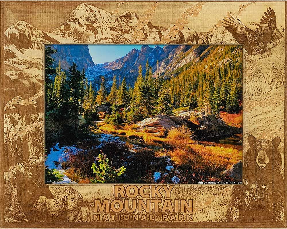 Rocky Mountains National Park Laser Engraved Wood Picture Frame Landscape (5 x 7)