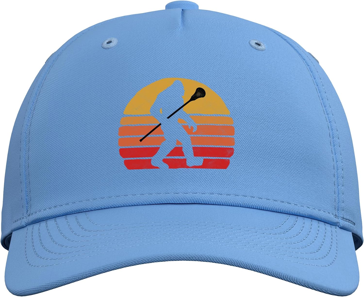 Bigfoot Lacrosse Stick Vintage Surf Sun Funny Lax Adjustable Printed Baseball Hat image 2