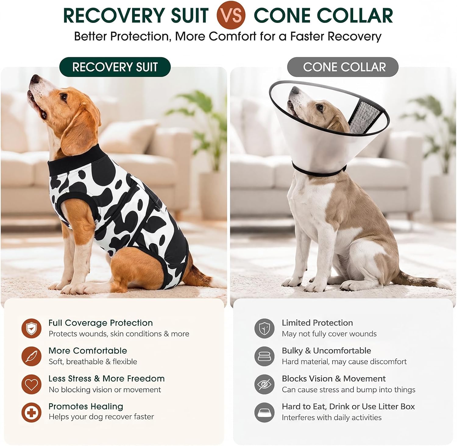  Recovery Suit for Dogs Cats, Soft Dog Surgery Suit Female Male Spay thumbnail