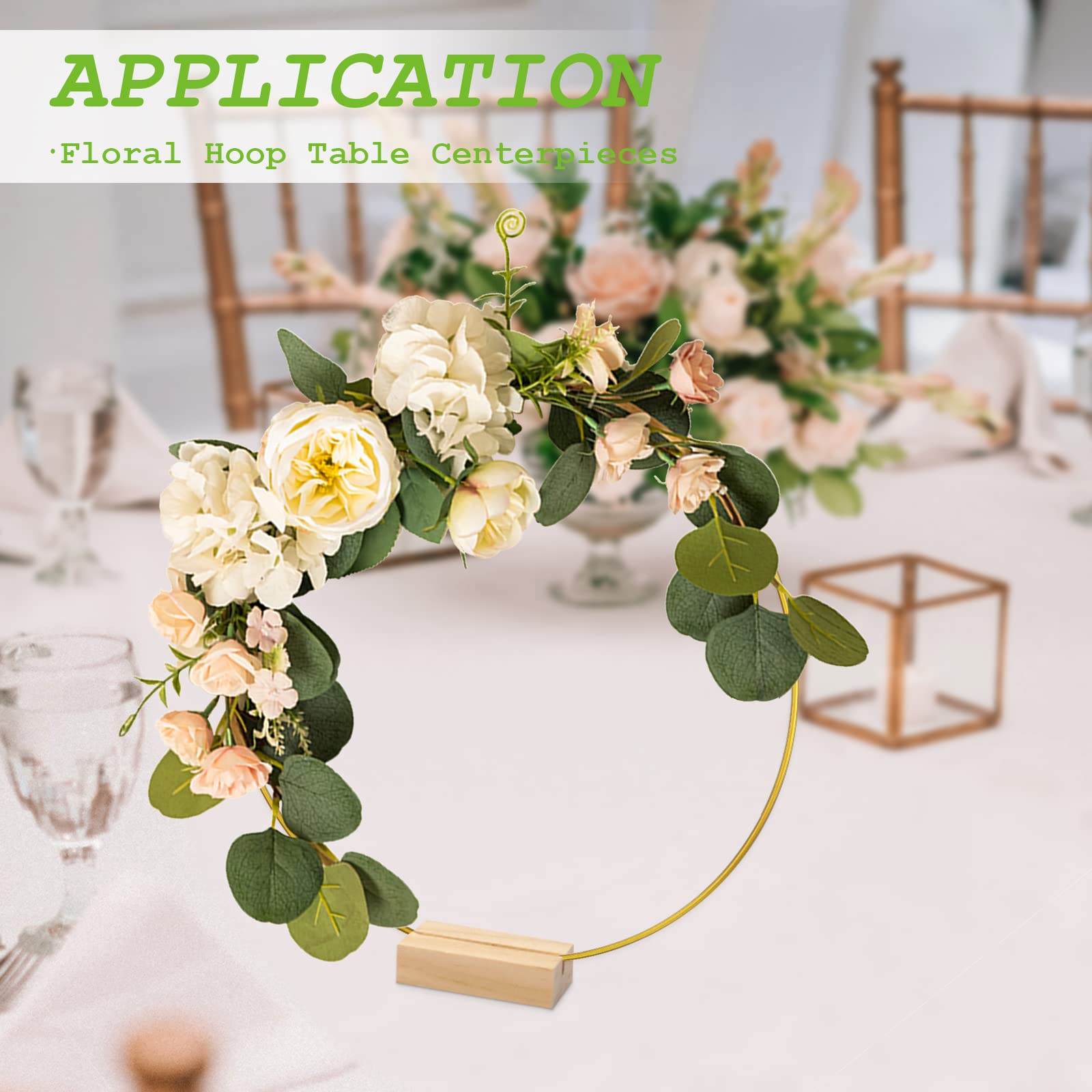 10 Moon-Shaped Metal Floral Hoop Centerpieces With Wooden Stand – DIY Wedding, Party & Home Table Decor In Assorted Colors