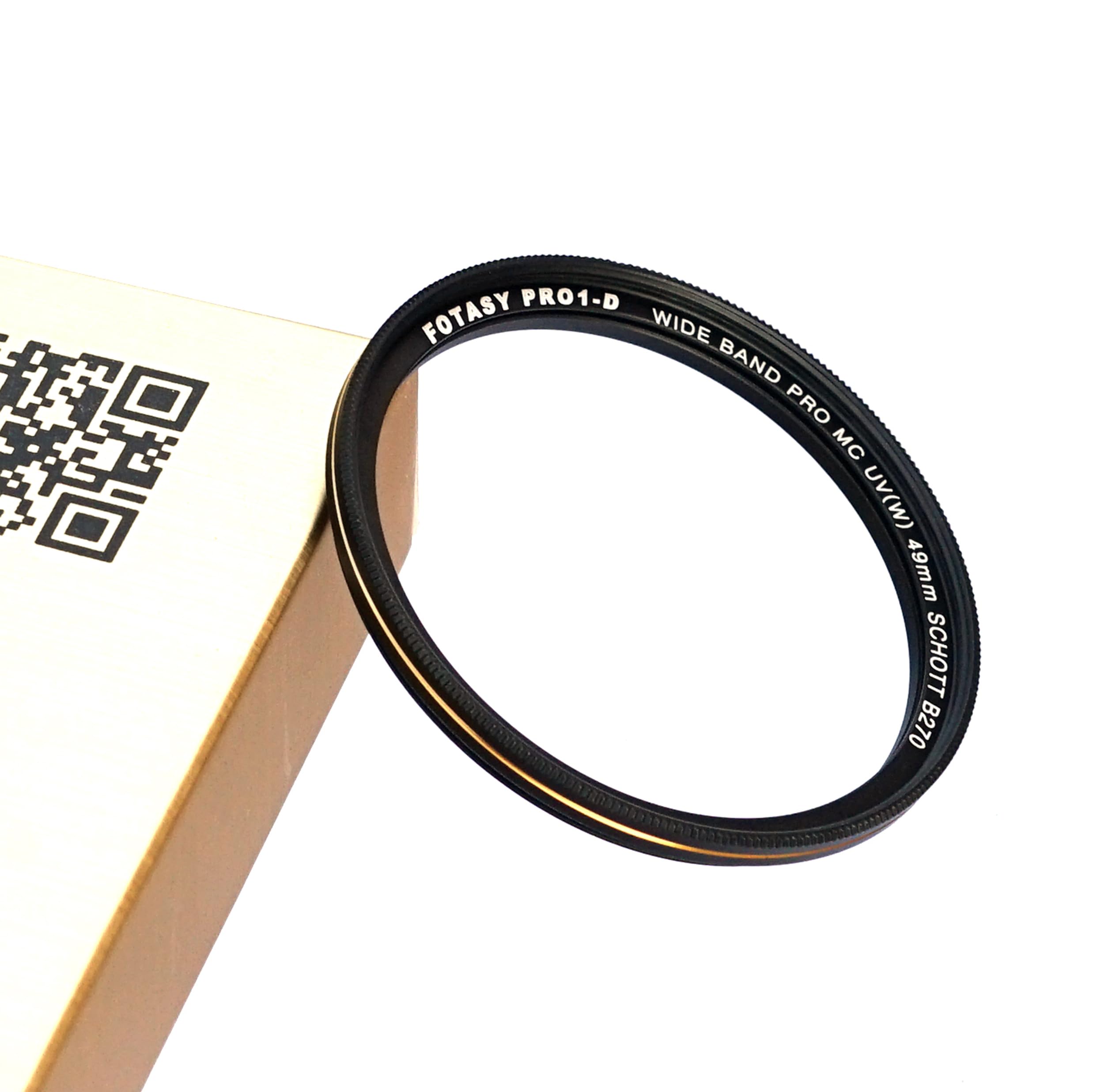 Fotasy 49mm Ultra Slim UV Protection Photography Filter, Nano Coatings MRC Multi Resistant Coating Oil Water Scratch, 16 Layers Multi-coated 49mm UV Filter