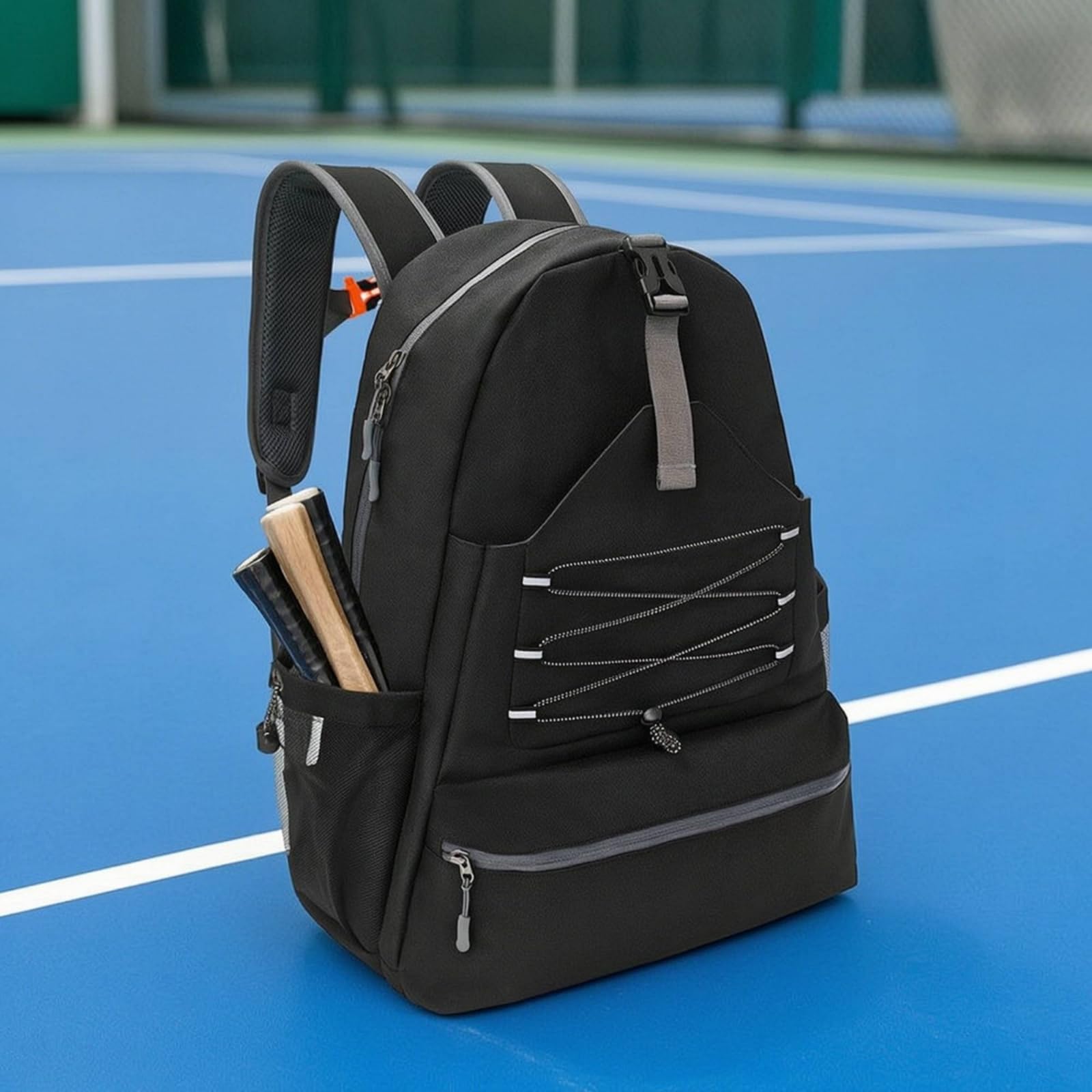 Colcolo Sac à 'Entraînement Extérieur Sac de Sport Sac de Transport Sac d'Équipement avec Panneau à Lacets Élastiques et Poche Zippée Devant en Tissu Oxford