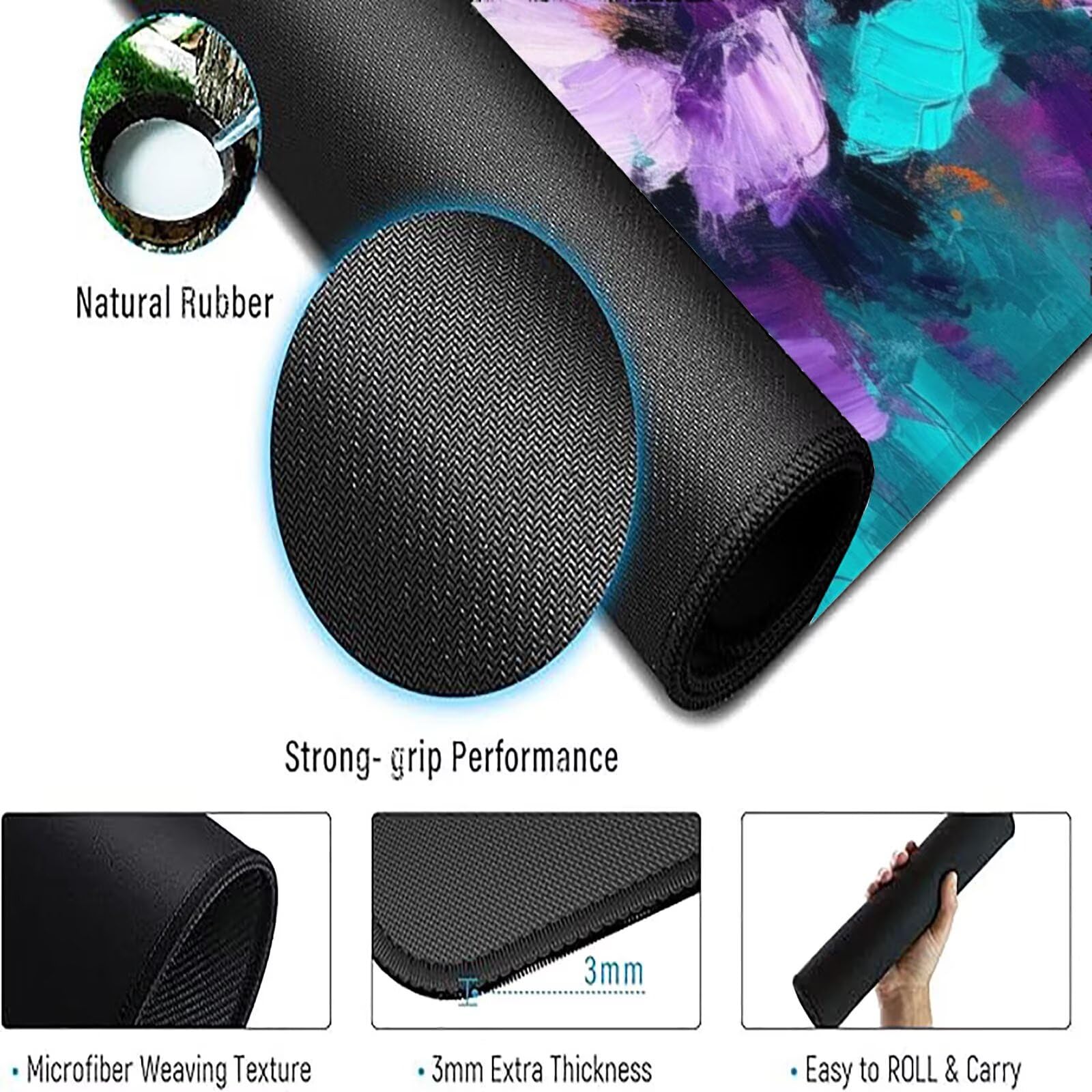 Podkładka pod mysz dla graczy fioletowa podkładka pod mysz XXL 1600 x 800 mm mata biurkowa podkładka pod mysz kwiaty wodoodporna akcesoria biurowe do gier szyte krawędzie poprawia precyzję i szybkość
