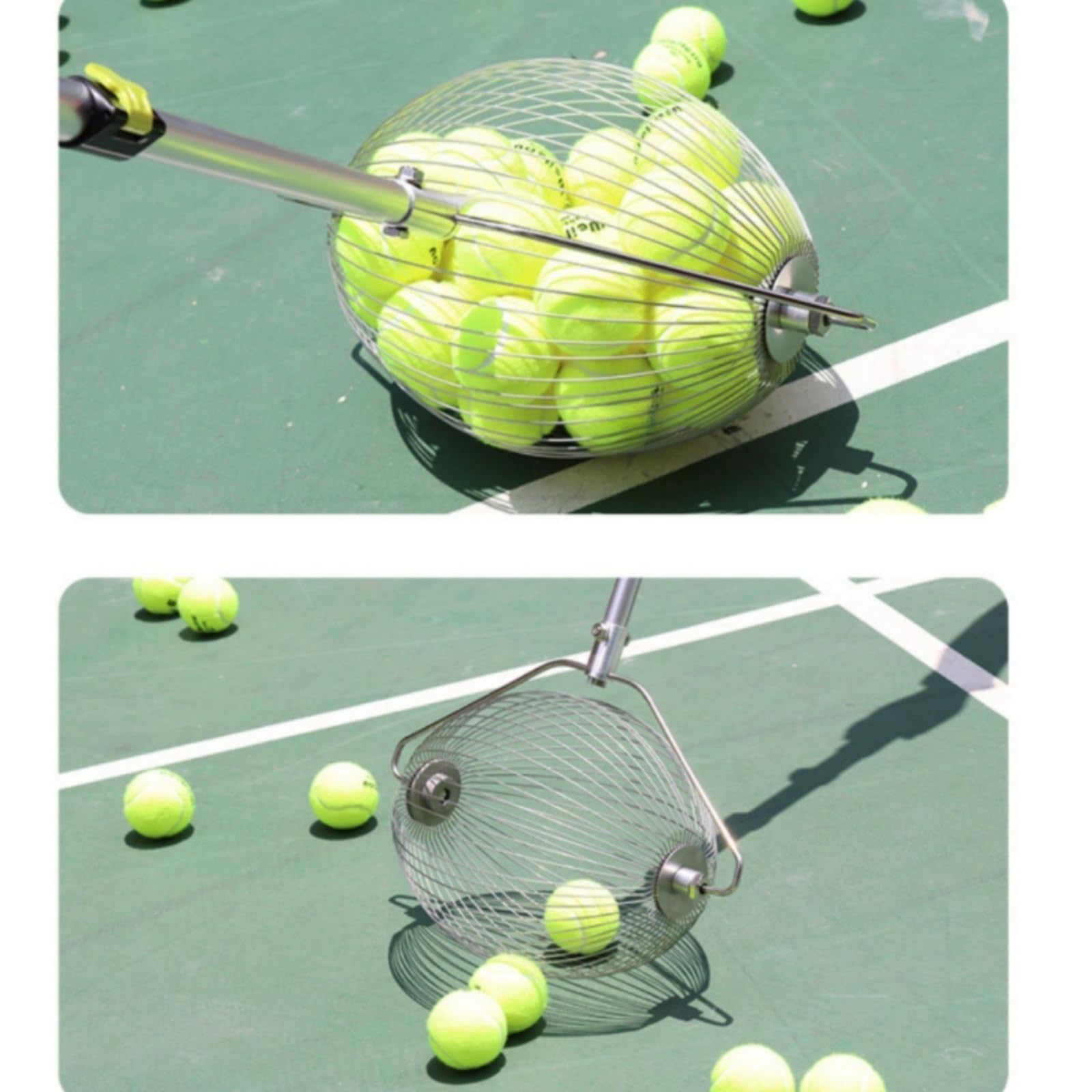 Raccoglitore di Palline da Tennis Ergonomico Tubo Raccoglipalline con Contenitore Pratico Attrezzo