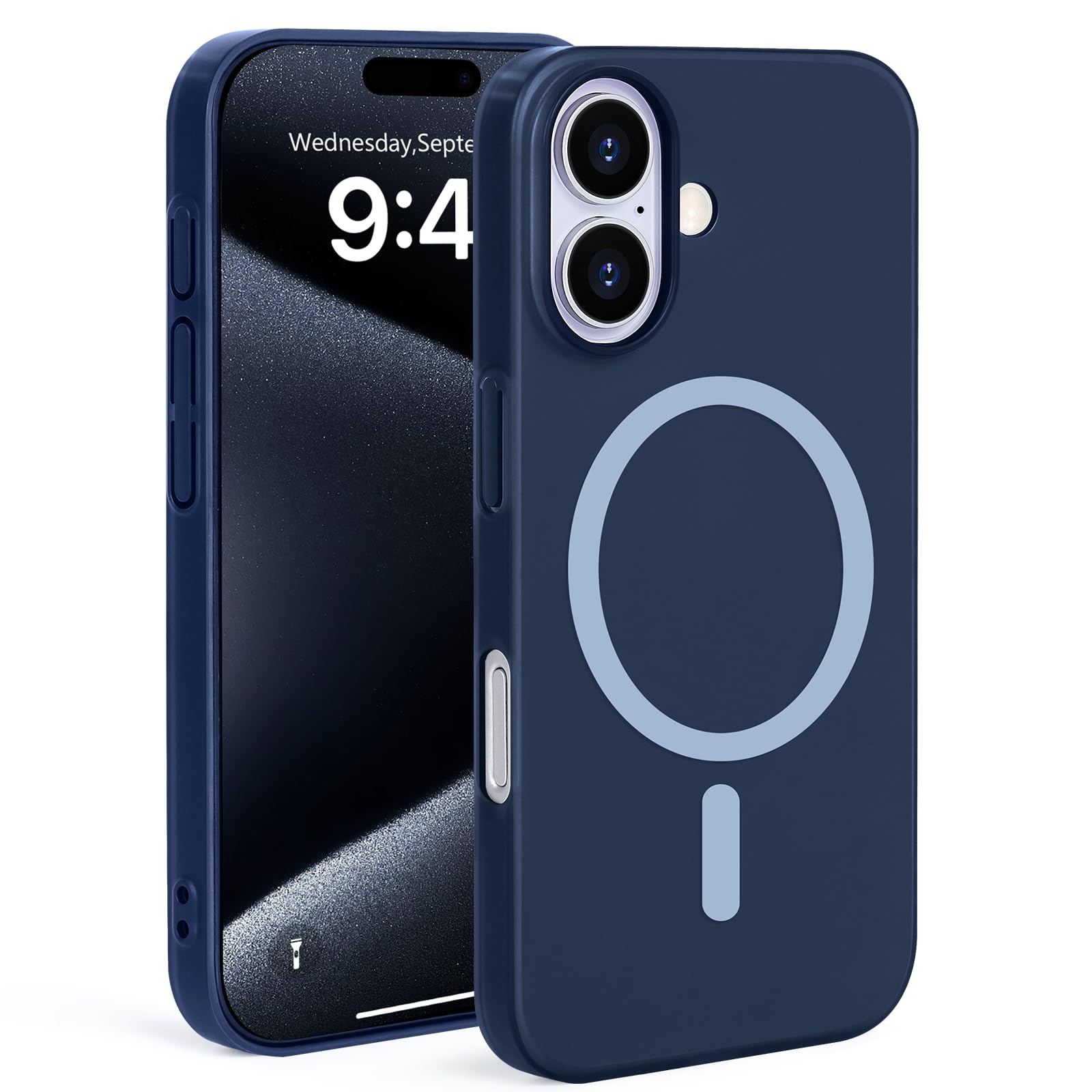 SAMWSK for iPhone16 Case,Military Grade Drop Protection, Compatible with MagSafe, Anti-Fingerprint, Slim and Light, Anti Yellow Matte Case for