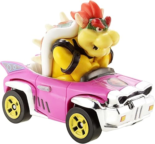 Vista 2 de Hot Wheels GBG31 Mario Kart 1:64 Bowser con vehículo Badwagon de fundición a presión, multicolor