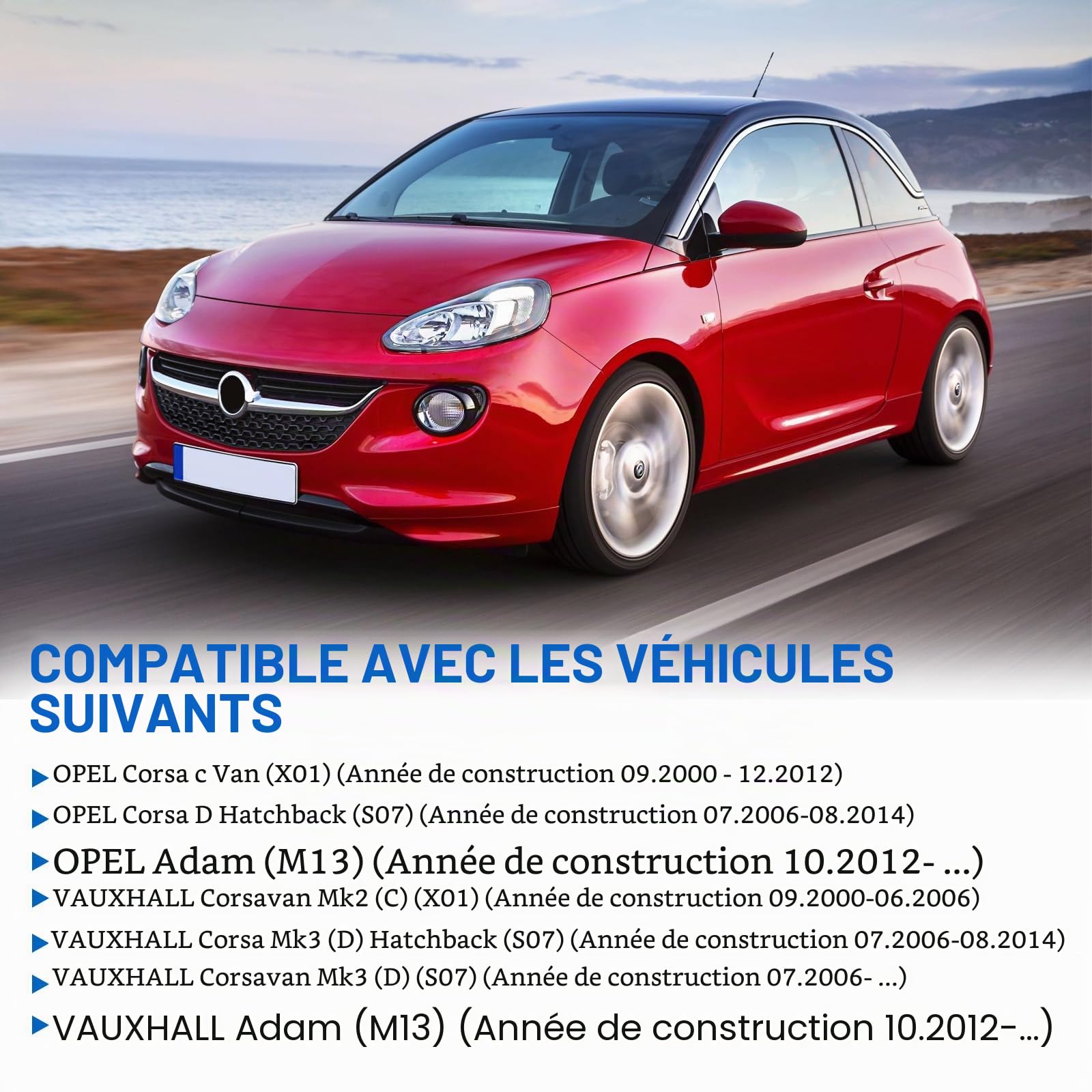 Pack de 2 couvercles de grille d'aération, buse d'air, buses d'aération, grille chromée, compatible avec Opel Adam Corsa D MK3, remplacement pour 13417363 2201099 13363314