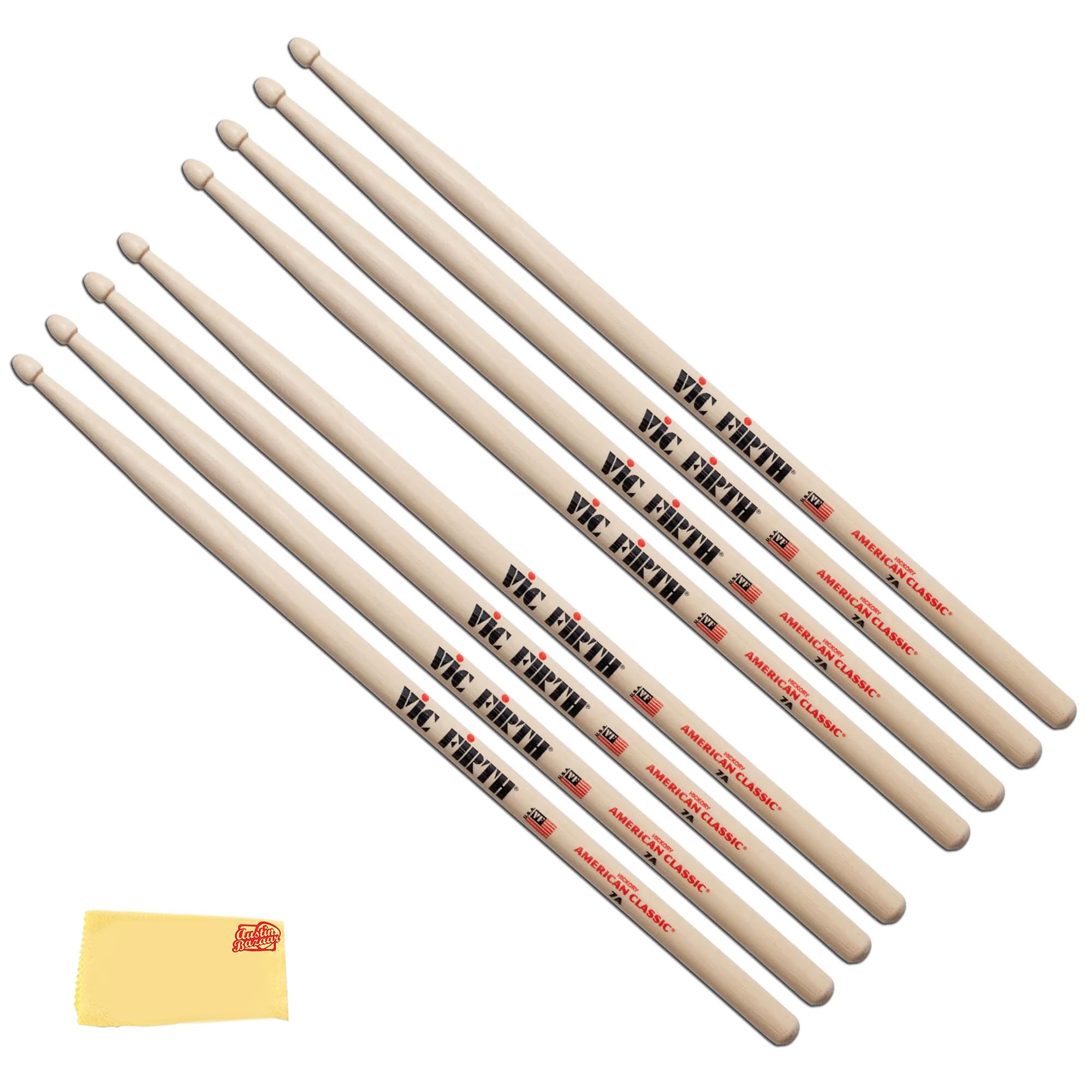 Vic Firth 7A Drum Sticks Hickory 4 Pairs For 3 Value Pack