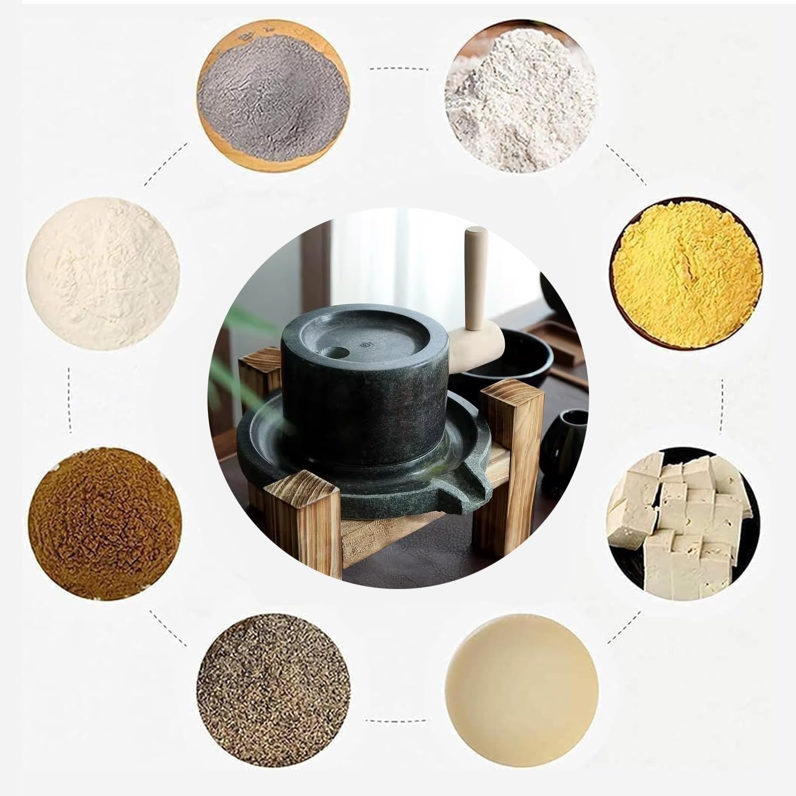 Macinino a pietra, fatto a mano in lapislazzuli naturale per tè Matcha, grano asciutto bagnato, spezie, fagioli, uso domestico