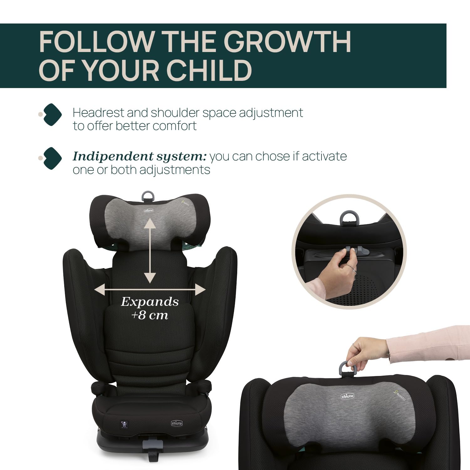 Chicco Fold&Go S i-Size (ECE R129/04), Silla de coche 100-150 cm, con Conectores Rígidos Isofix, Niños 3-12 años, Reclinable y Plegable, Protección Lateral, Altura y Asiento Regulables