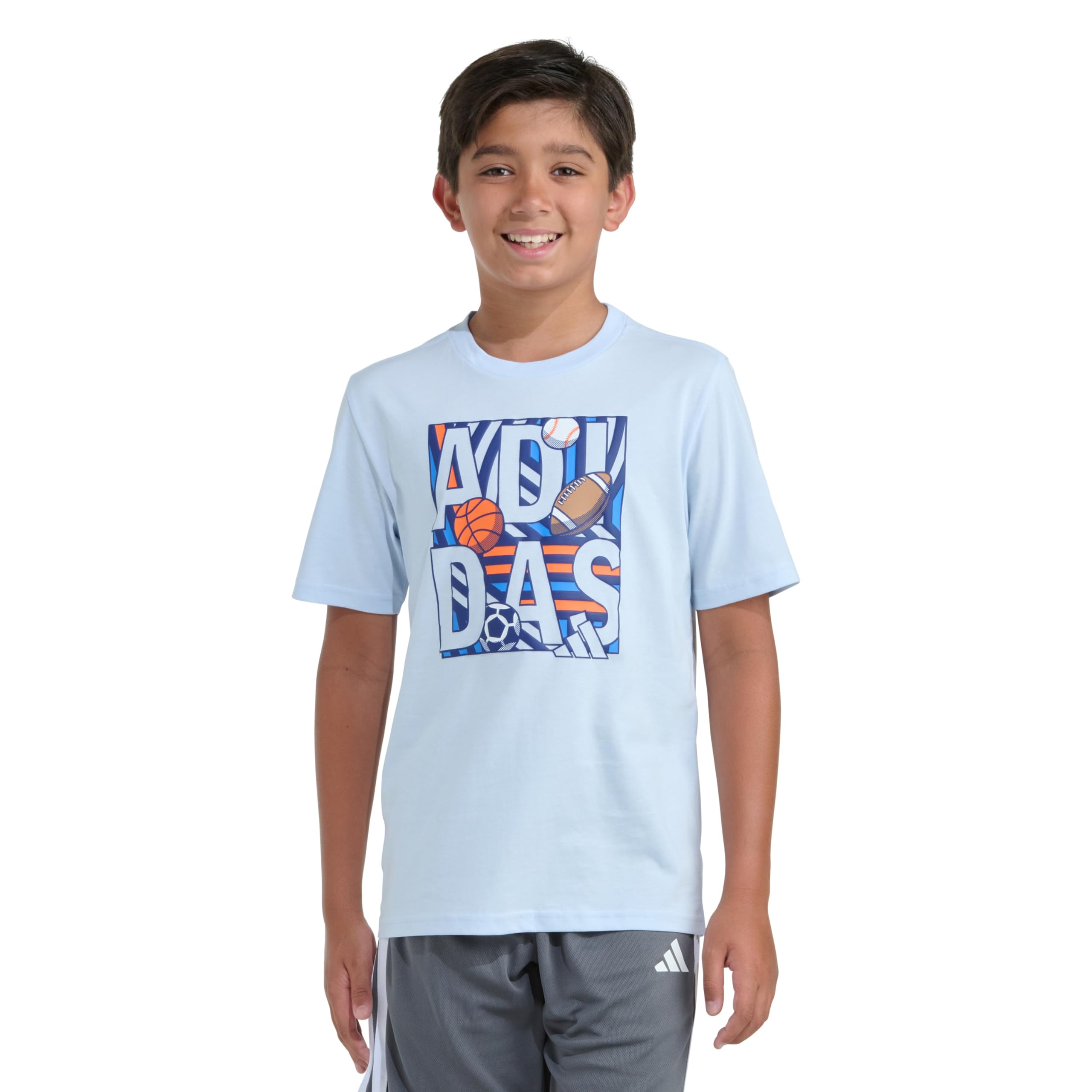 

                                                    adidas Boys Short Sleeve Multi-Sport Poster Tee, C
