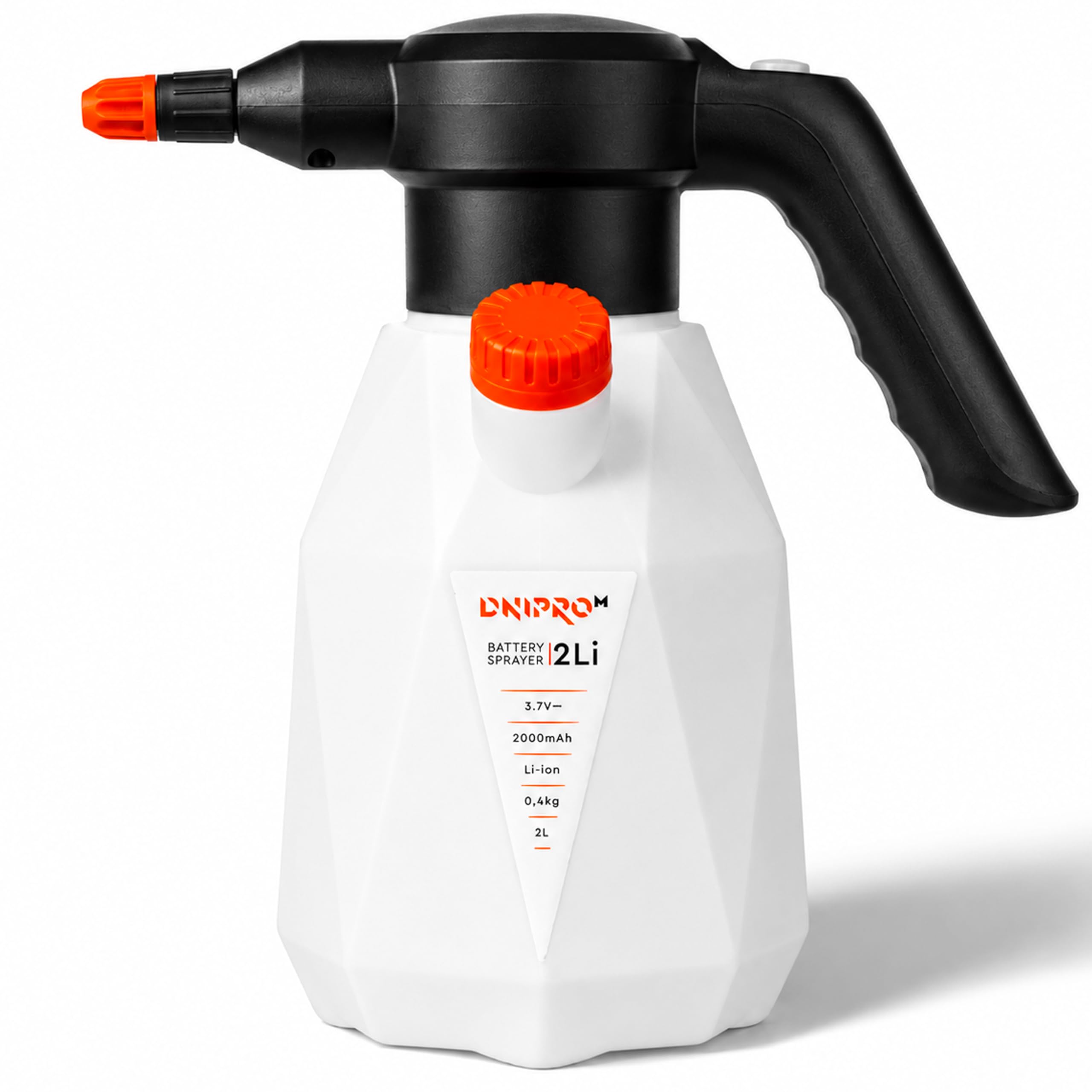 Pulverizador Eléctrico a Batería 2L, Batería Integrada Li-Ion 3,7V 2000 mAh, USB-C, Boquilla Ajustable, 2 Bar, 0,43 kg, para Plantas, Jardín, Terraza y Desinfección - 2Li