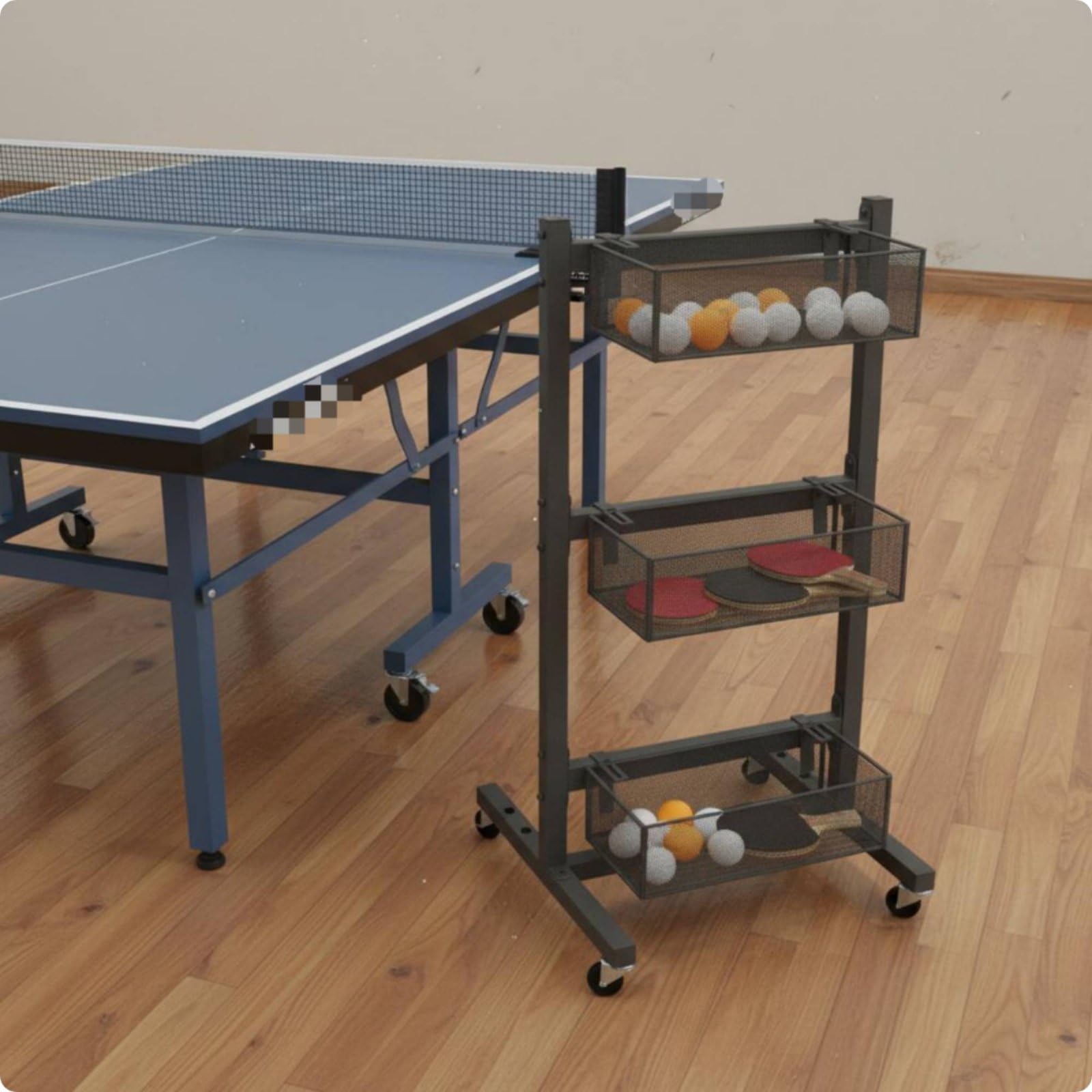Pong Rack Holder Porta Racchette Pong, Nero Porta Racchette Da Tavolo - 48x20x42 Cm