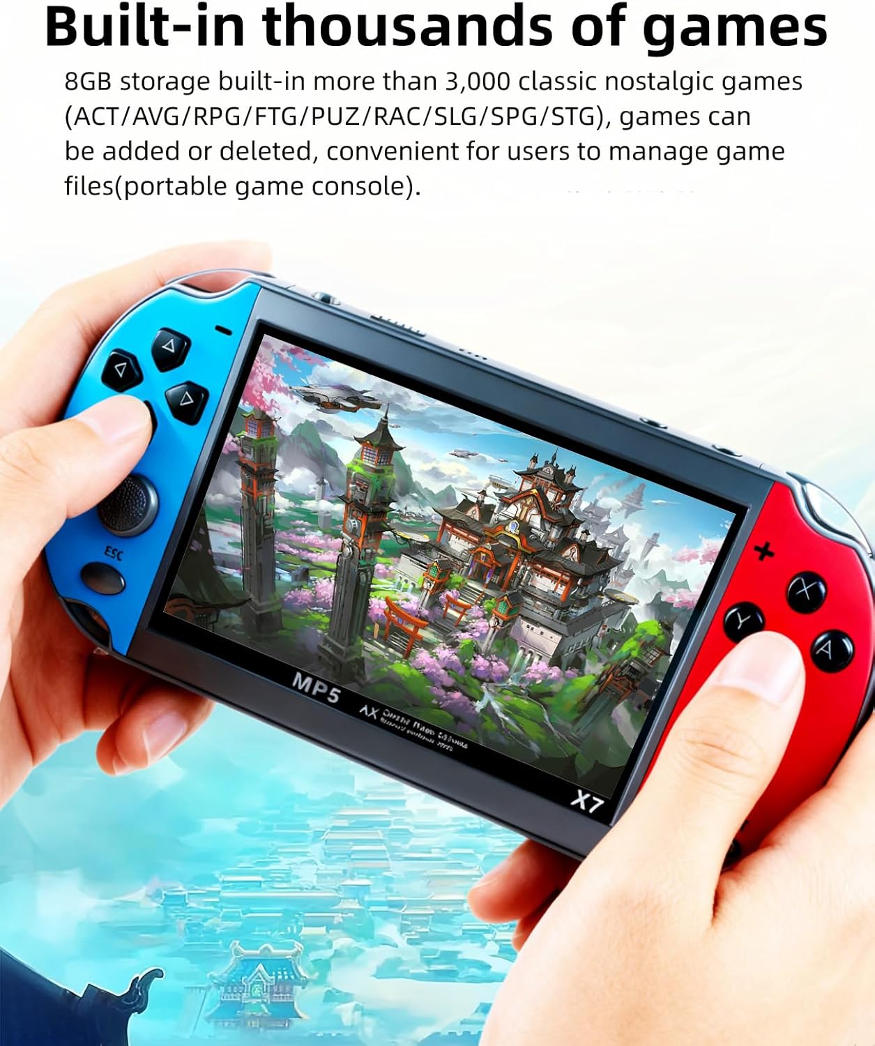 4.5 Inch Retro Game Console Multiple Simulators Built-in Free 3000 Games Support Video/Music Portable Children's Puzzle Device/Toys Electronic Game Kid's Travel Companion