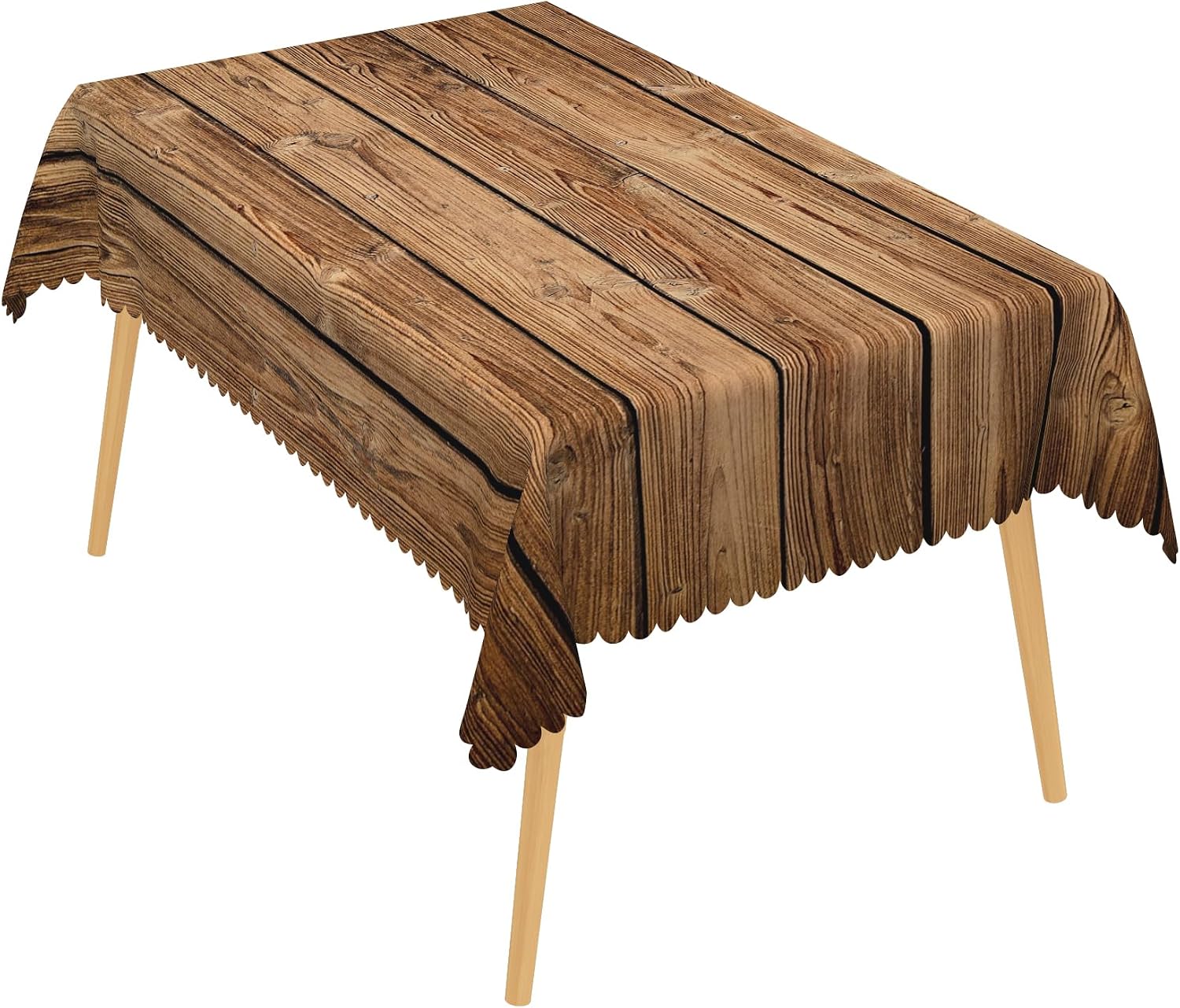 Laeacco 60x84 inch Wood Grain Tablecloth Rustic Natural Wooden Plank Rectangle Table Cloth Washable Wrinkle Free Table Cover for Picnic Farmhouse Kitchen Dining Room Home Decor