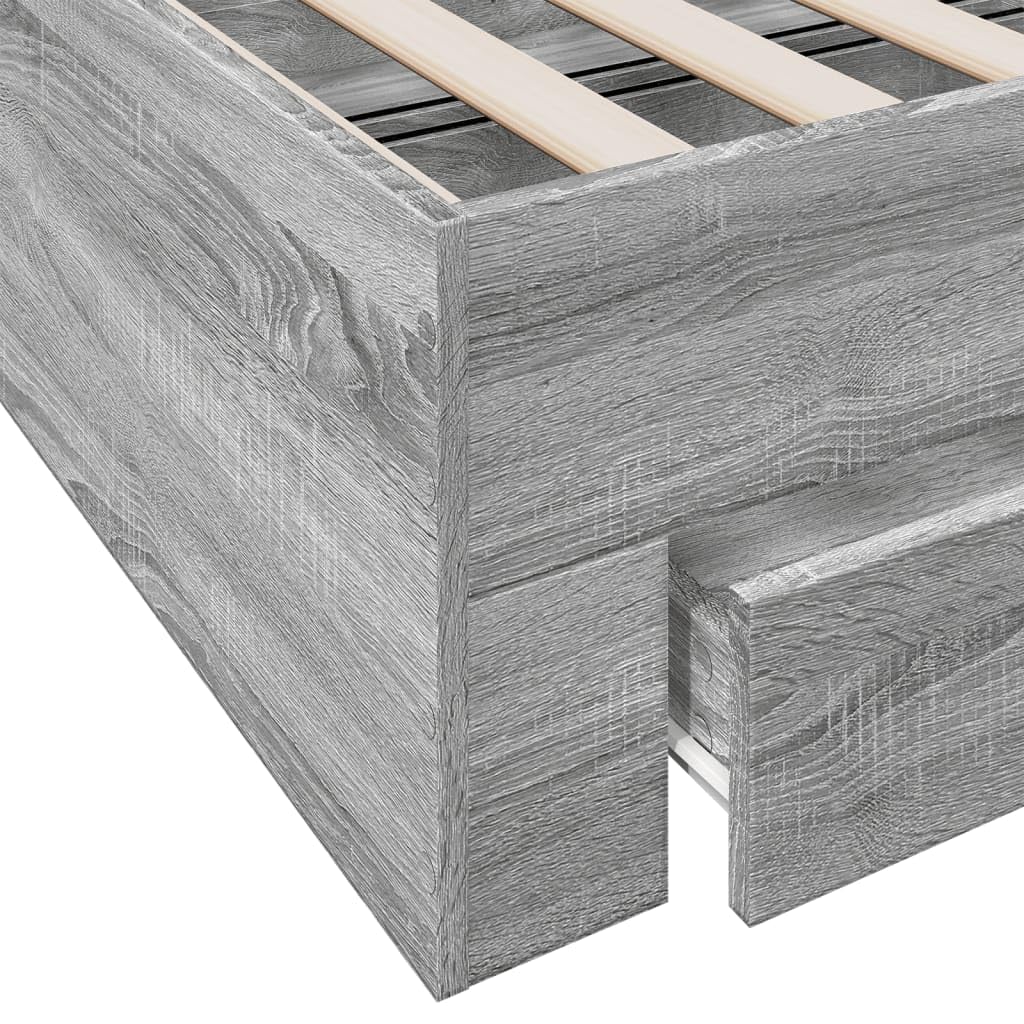 Generic Szuflada do Przechowywania Klasyczna Rama Podwójnego łóżka - Beton, Drewno Konstrukcyjne i Listwy ze Sklejki dla Młodzieży i Dorosłych (120 x 200 cm)