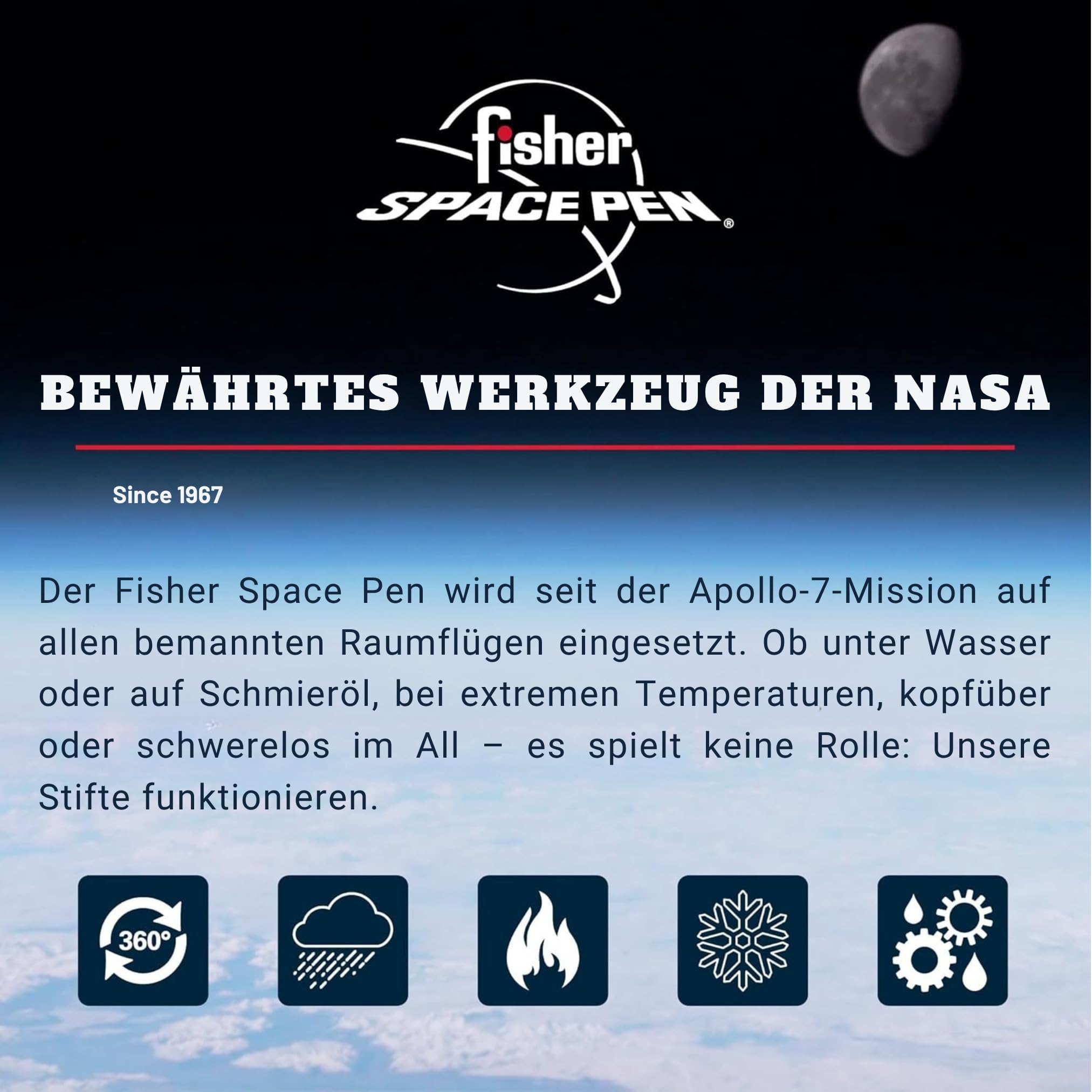 Fisher Space Pen Bullet 400 Kugelschreiber (Schreibt im Weltall, unter Wasser und bei extremen Temperaturen) Chrom