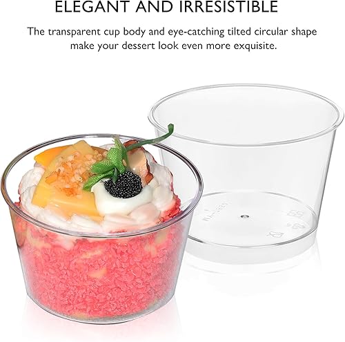 Miniatura 4 de UPKOCH Paquete de 50 tazas de postre con tapa y cuchara, tazas de parfait transparente de 5 onzas con cucharas, tazas redondas de aperitivo con