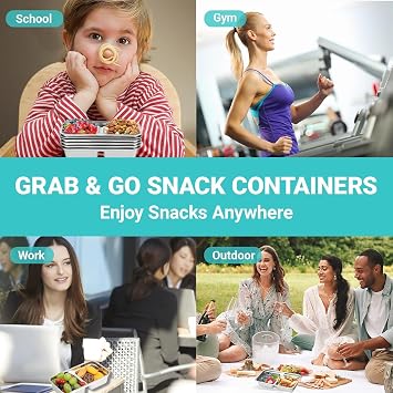 4PCS Reusable Snack Containers with Lids Dishwasher Safe for Nuts
