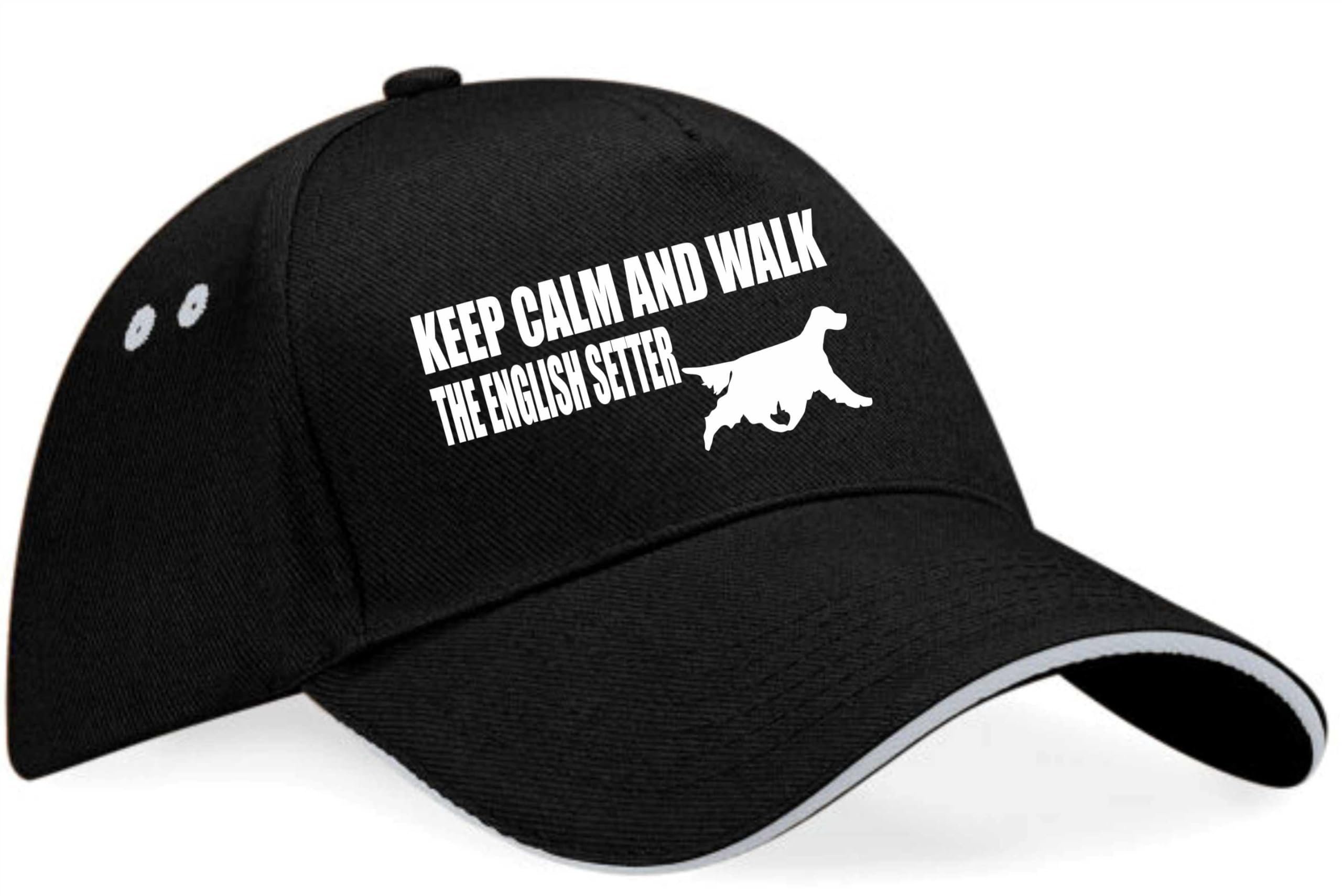 Print4u Unisex Black Keep Calm & Walk English Setter Baseball Cap Dog Lovers Men & Ladies