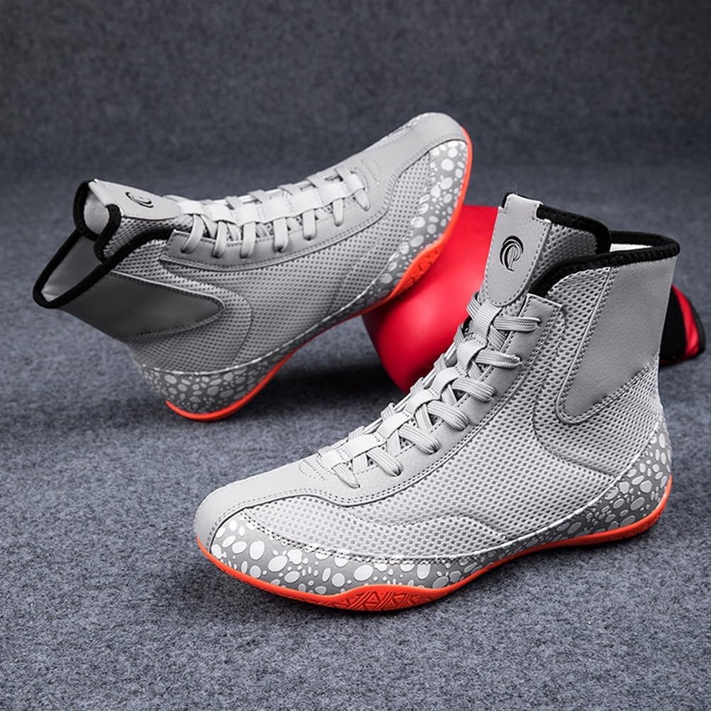 Mens Wrestling Shoes High Top Boxing Shoes Breathable Lightweight for Competition & Training Gym Fighting Sports