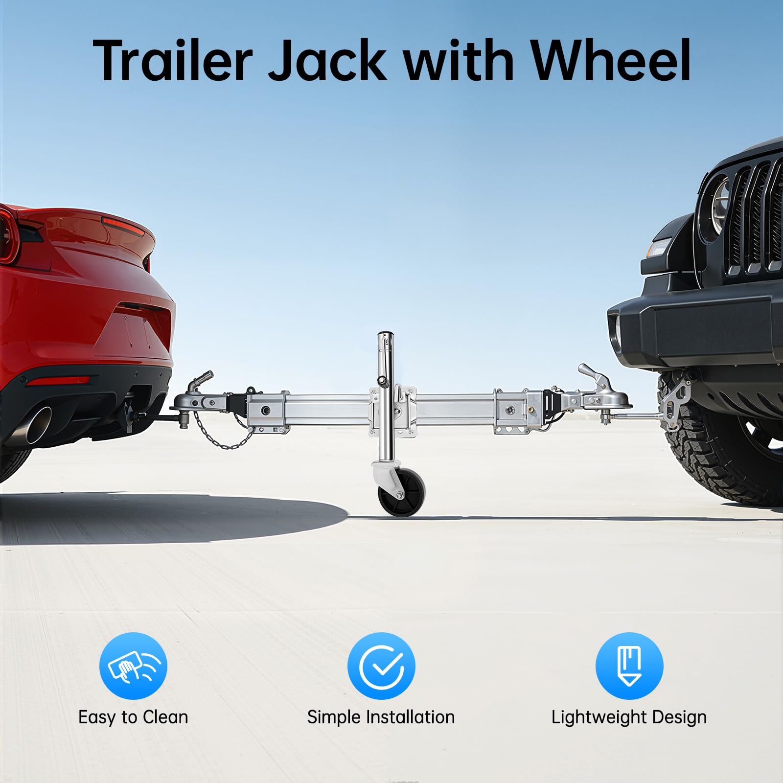 Rueda de apoyo para remolque con rueda de 6 pulgadas, capacidad de carga de 540 kg, pie de apoyo soldado con manivela, altura ajustable 32-57 cm, rueda de soporte para remolque, rueda de apoyo manual
