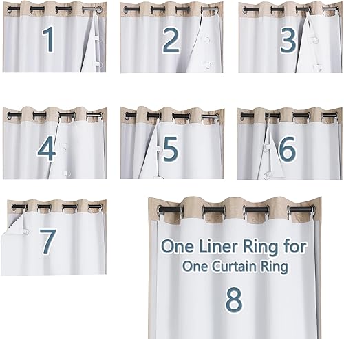 Miniatura 2 de Chyhomenyc 2 paneles de cortinas 100% opacas, forro opaco 100% oscurecimiento para cortinas de 84 pulgadas, cada uno de 50 pulgadas de ancho x 80