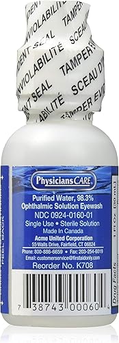 Pac-Kit K708 Solución de enjuague de ojos, botella de 1 oz
