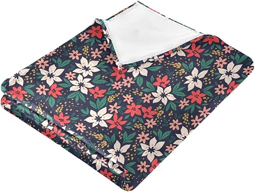 Miniatura 2 de KLL Winter Floral Colorful Pattern Christmas Fluffy Blanket Holiday Blankets & Throws Cozy Flannel Throws 50x60 Inches for Travel, Chair, Office